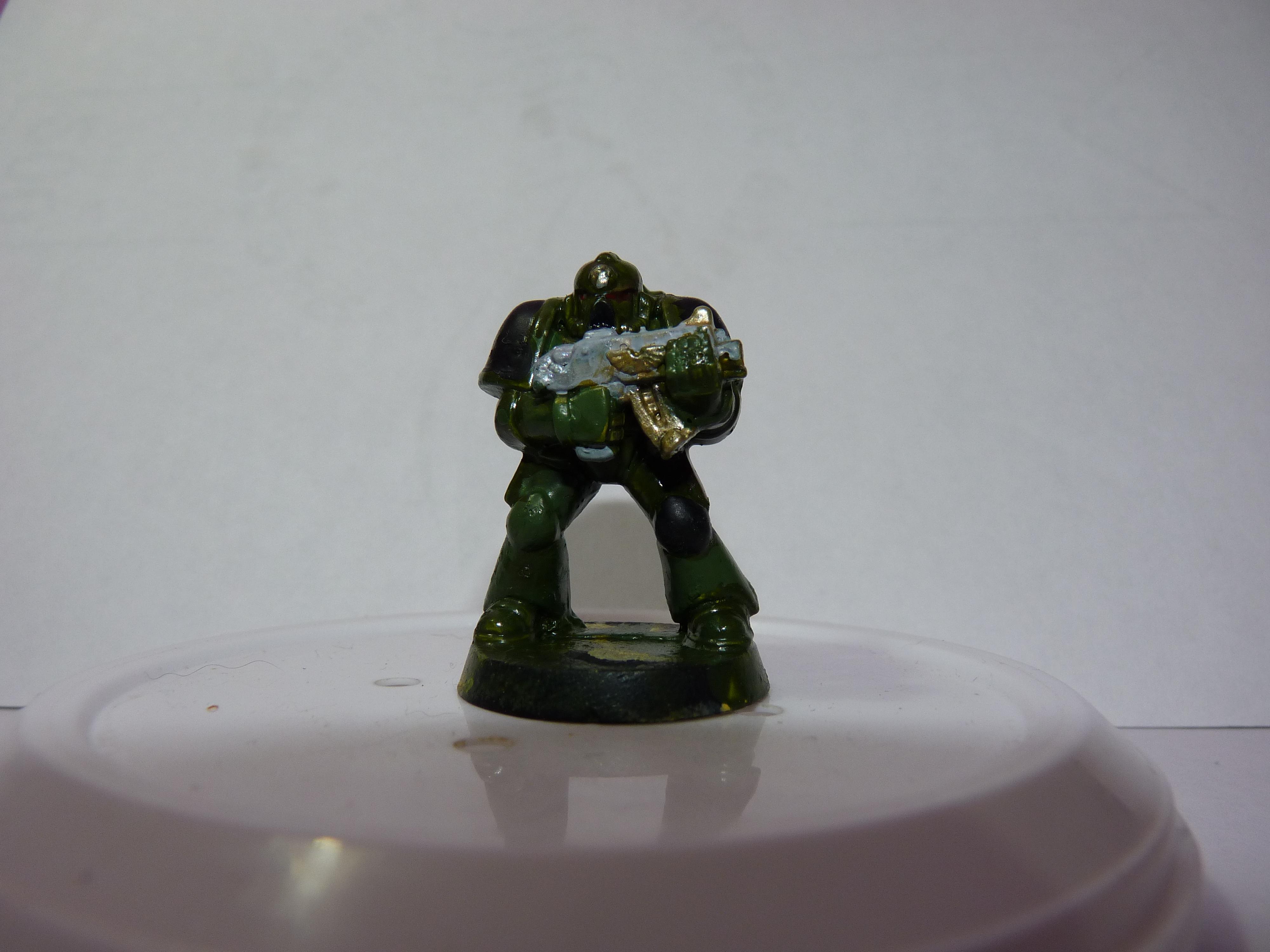 First Try, Models, Poorly Done, Salamanders, Space Marines, Tactical Squad, Thin Your Paints