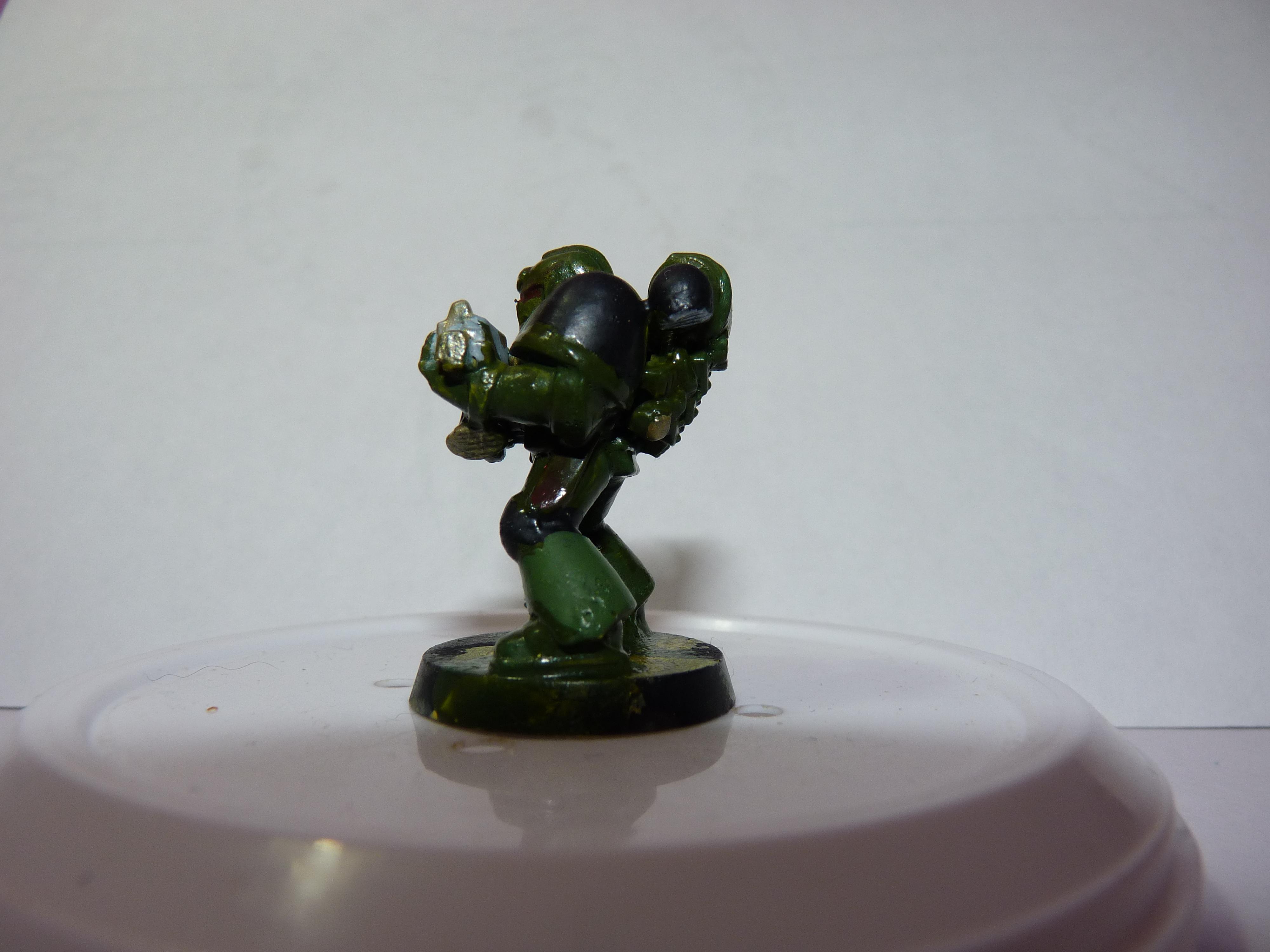 First Try, Models, Poorly Done, Salamanders, Space Marines, Tactical Squad, Thin Your Paints