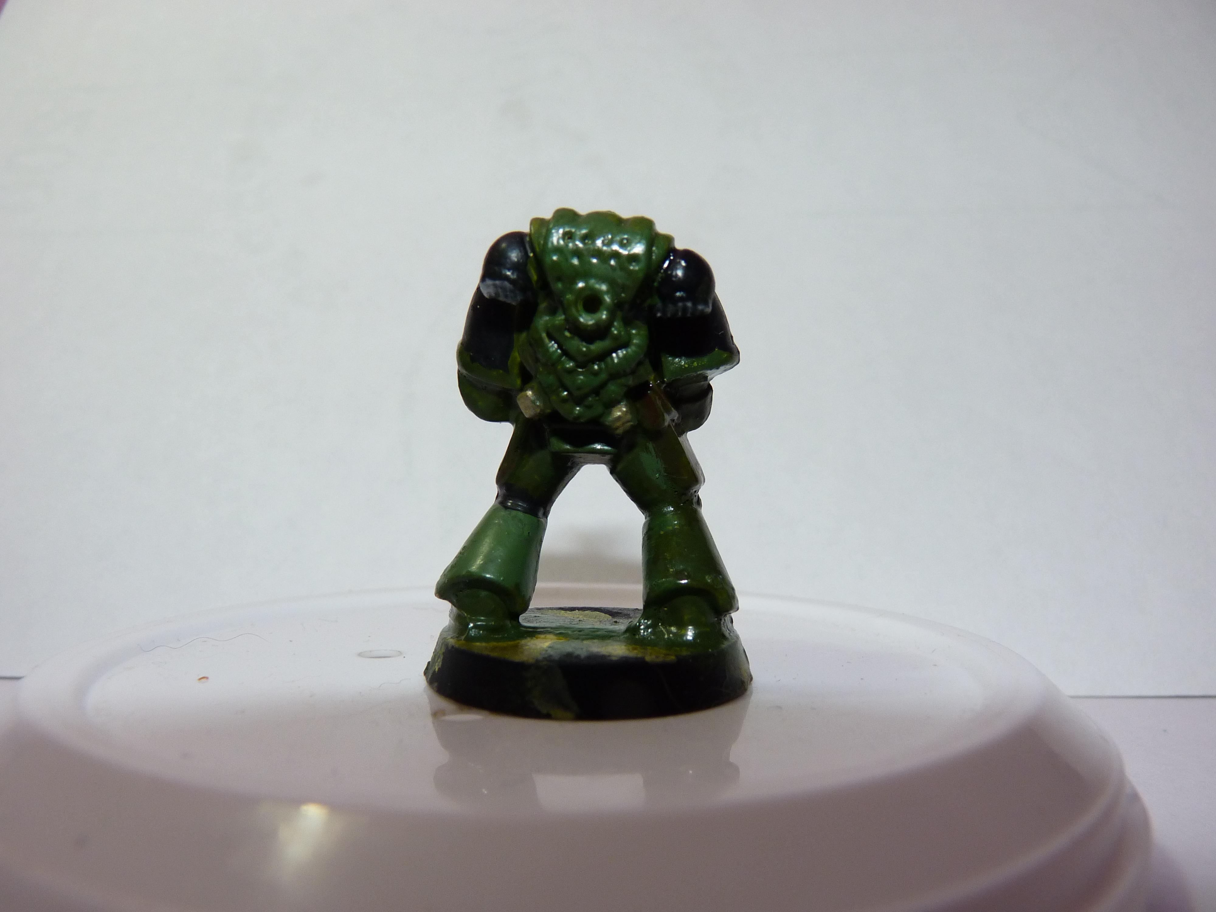 First Try, Models, Poorly Done, Salamanders, Space Marines, Tactical Squad, Thin Your Paints