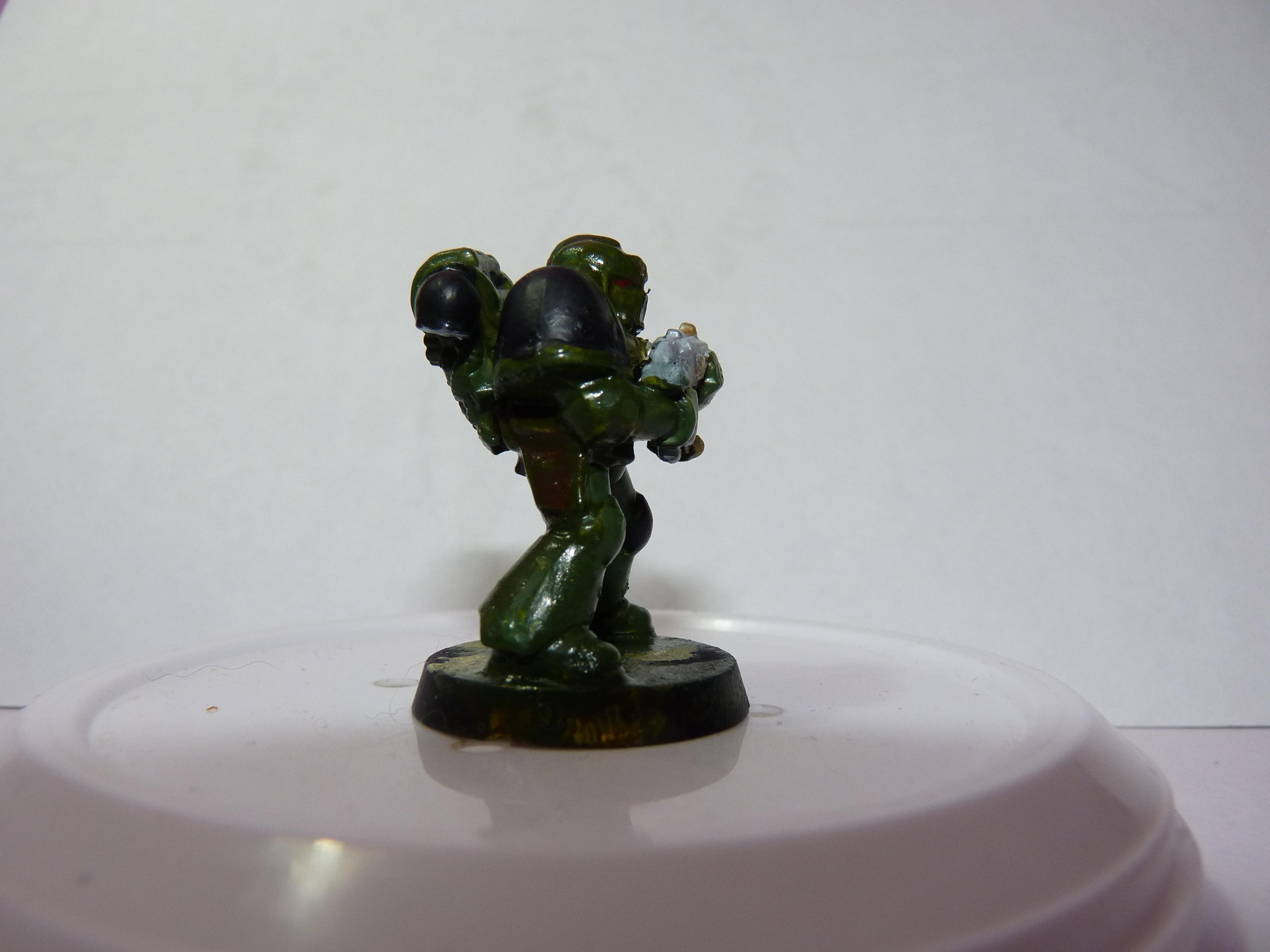 First Try, Models, Poorly Done, Salamanders, Space Marines, Tactical Squad, Thin Your Paints