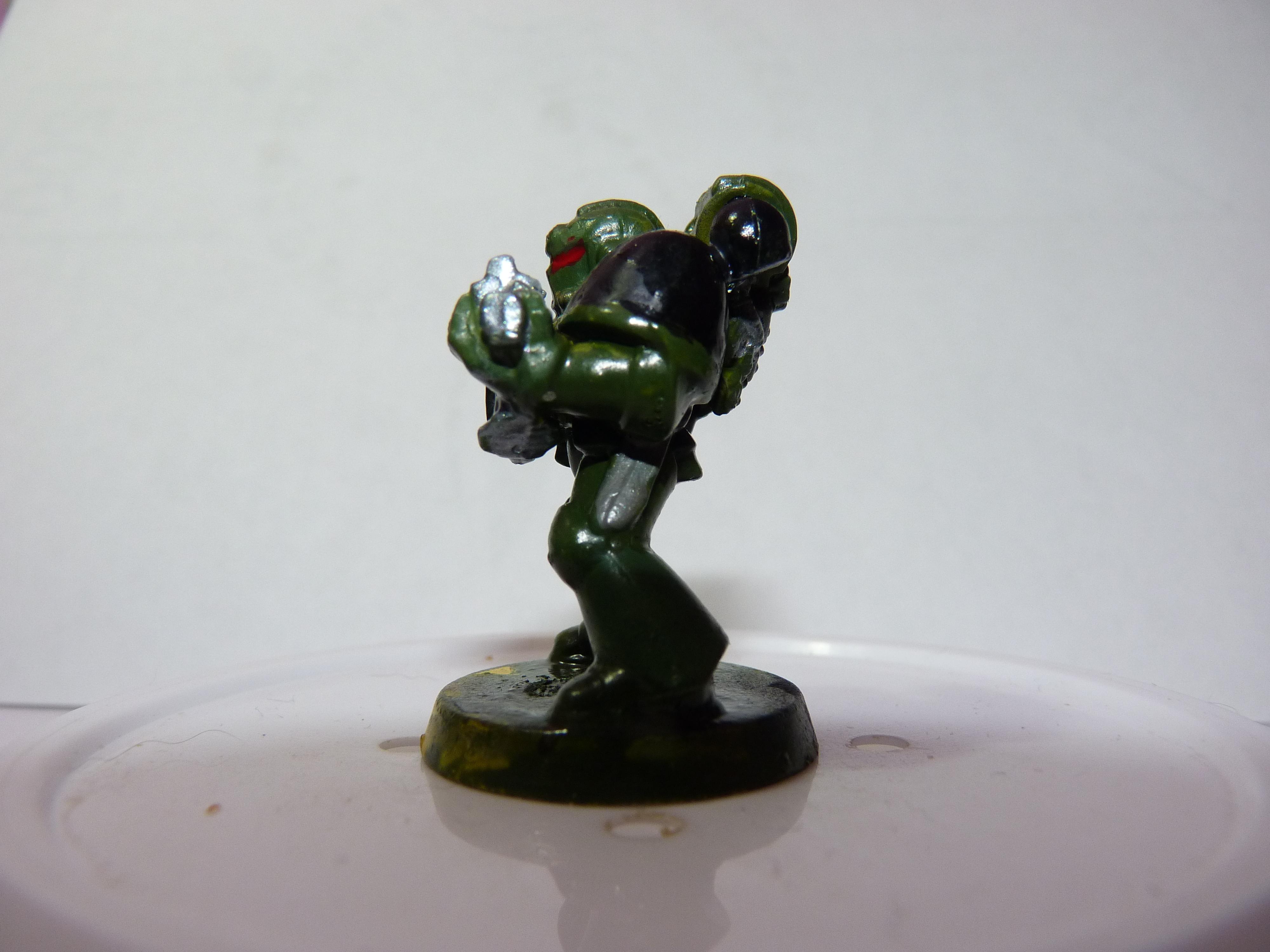 First Try, Models, Poorly Done, Salamanders, Space Marines, Tactical Squad, Thin Your Paints