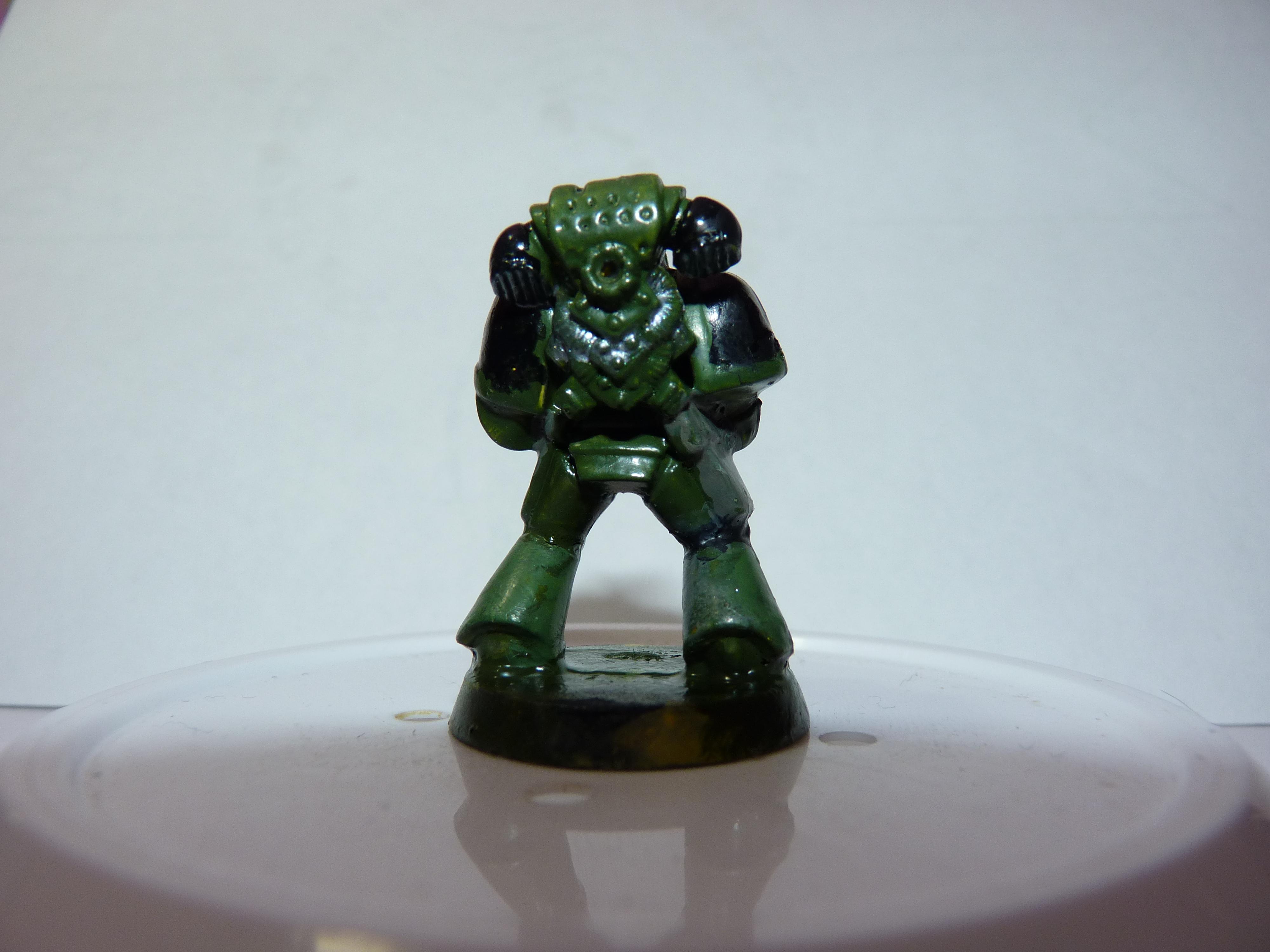 First Try, Models, Poorly Done, Salamanders, Space Marines, Tactical Squad, Thin Your Paints