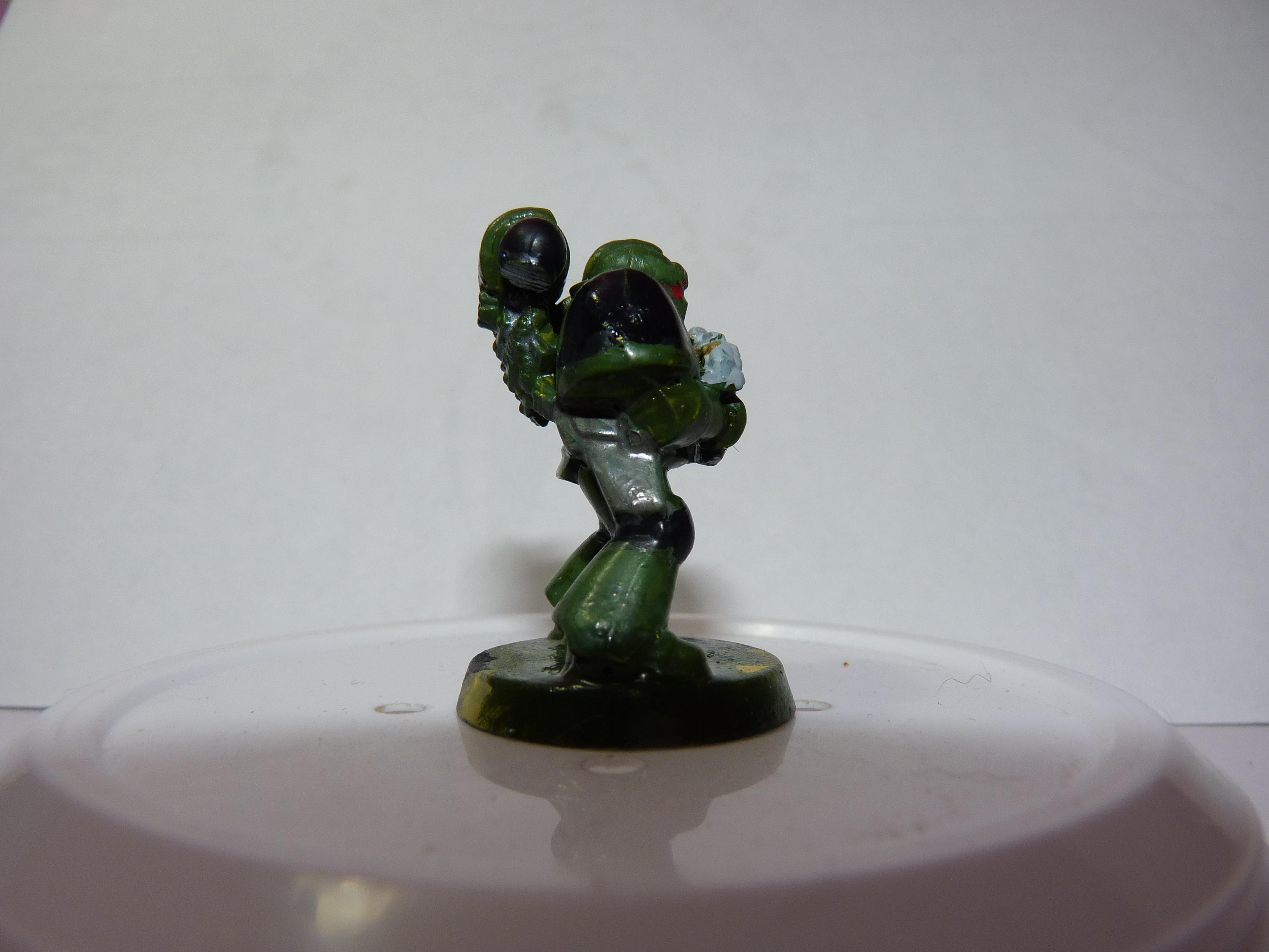 First Try, Models, Poorly Done, Salamanders, Space Marines, Tactical Squad, Thin Your Paints