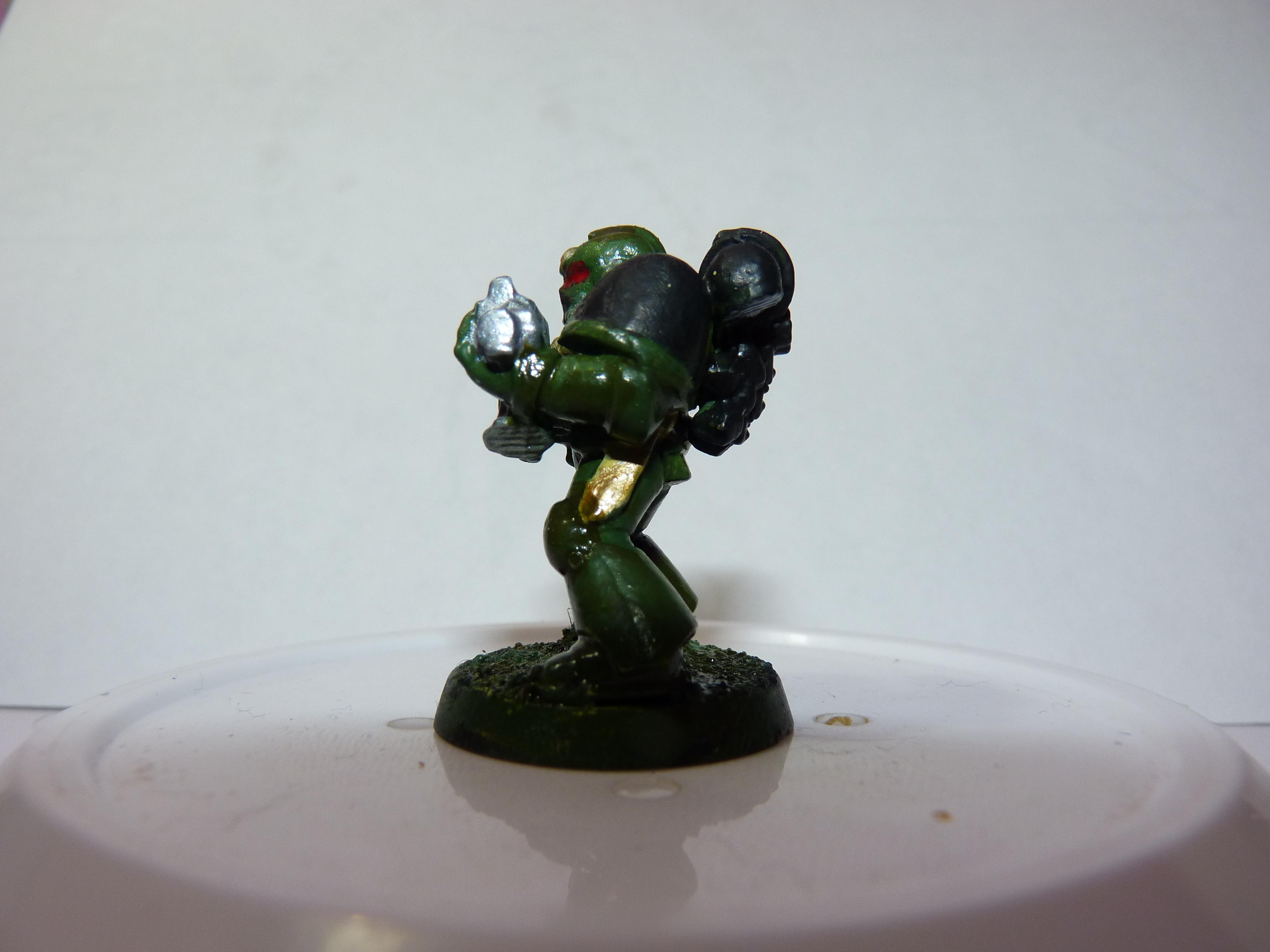 First Try, Models, Poorly Done, Salamanders, Space Marines, Tactical Squad, Thin Your Paints