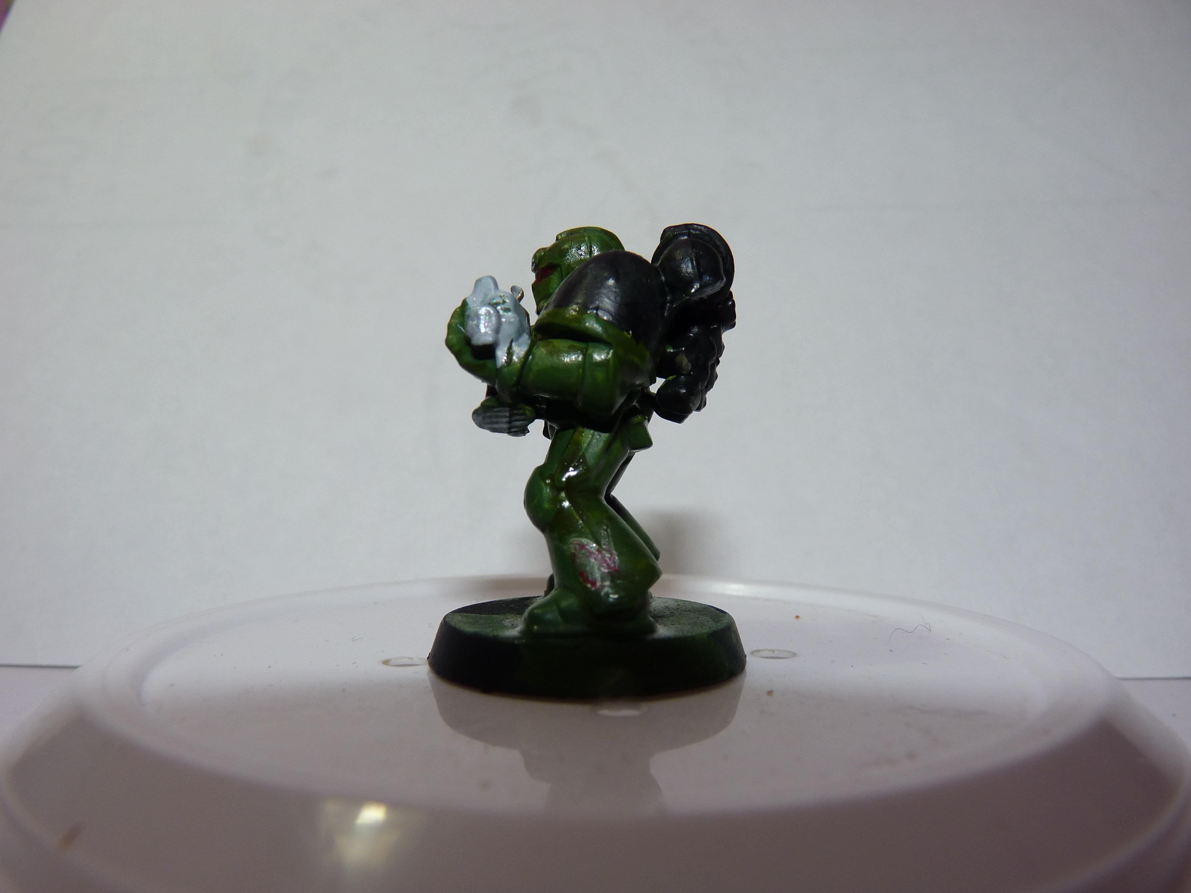 First Try, Models, Poorly Done, Salamanders, Space Marines, Tactical Squad, Thin Your Paints