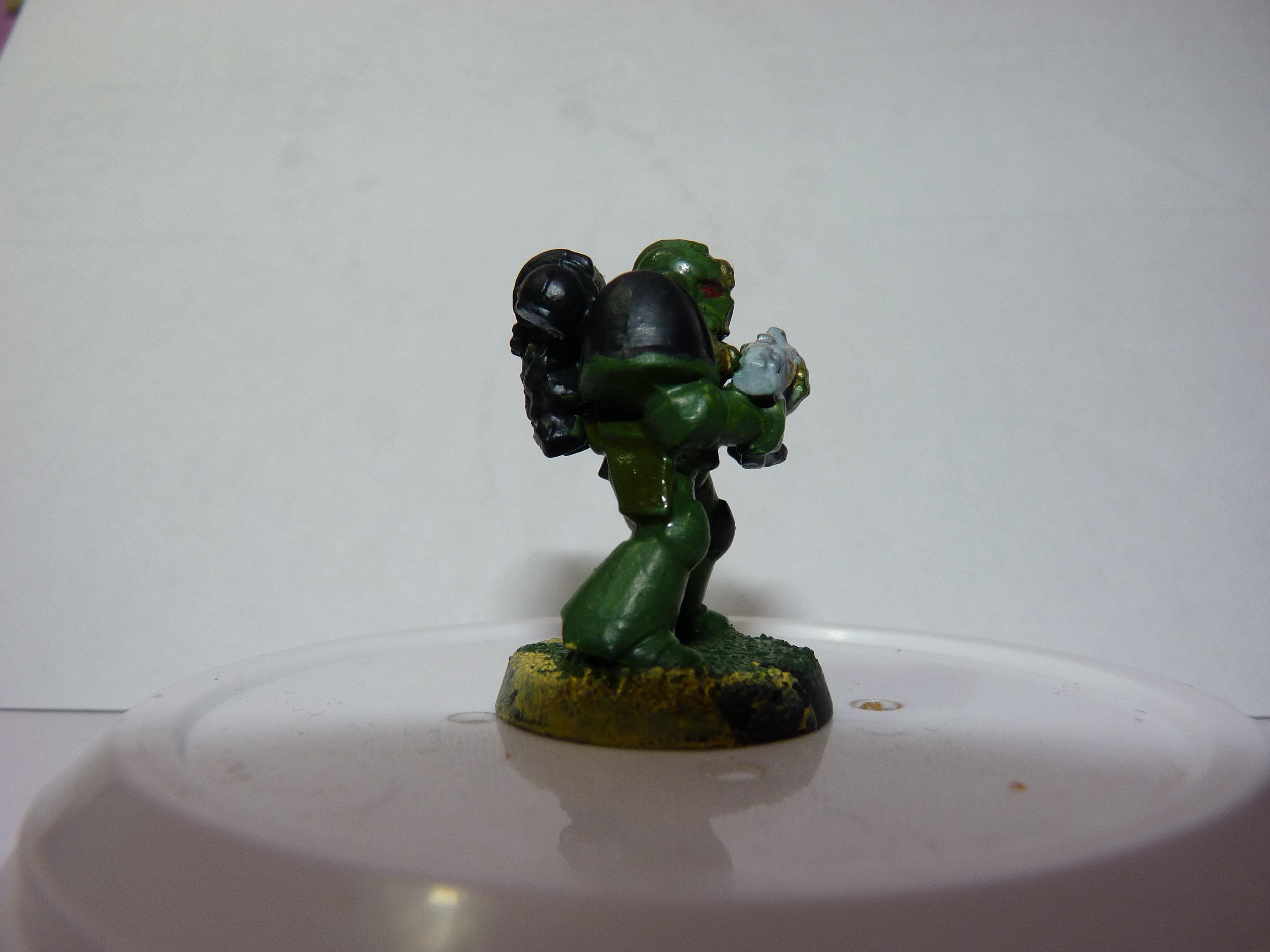 First Try, Models, Poorly Done, Salamanders, Space Marines, Tactical Squad, Thin Your Paints