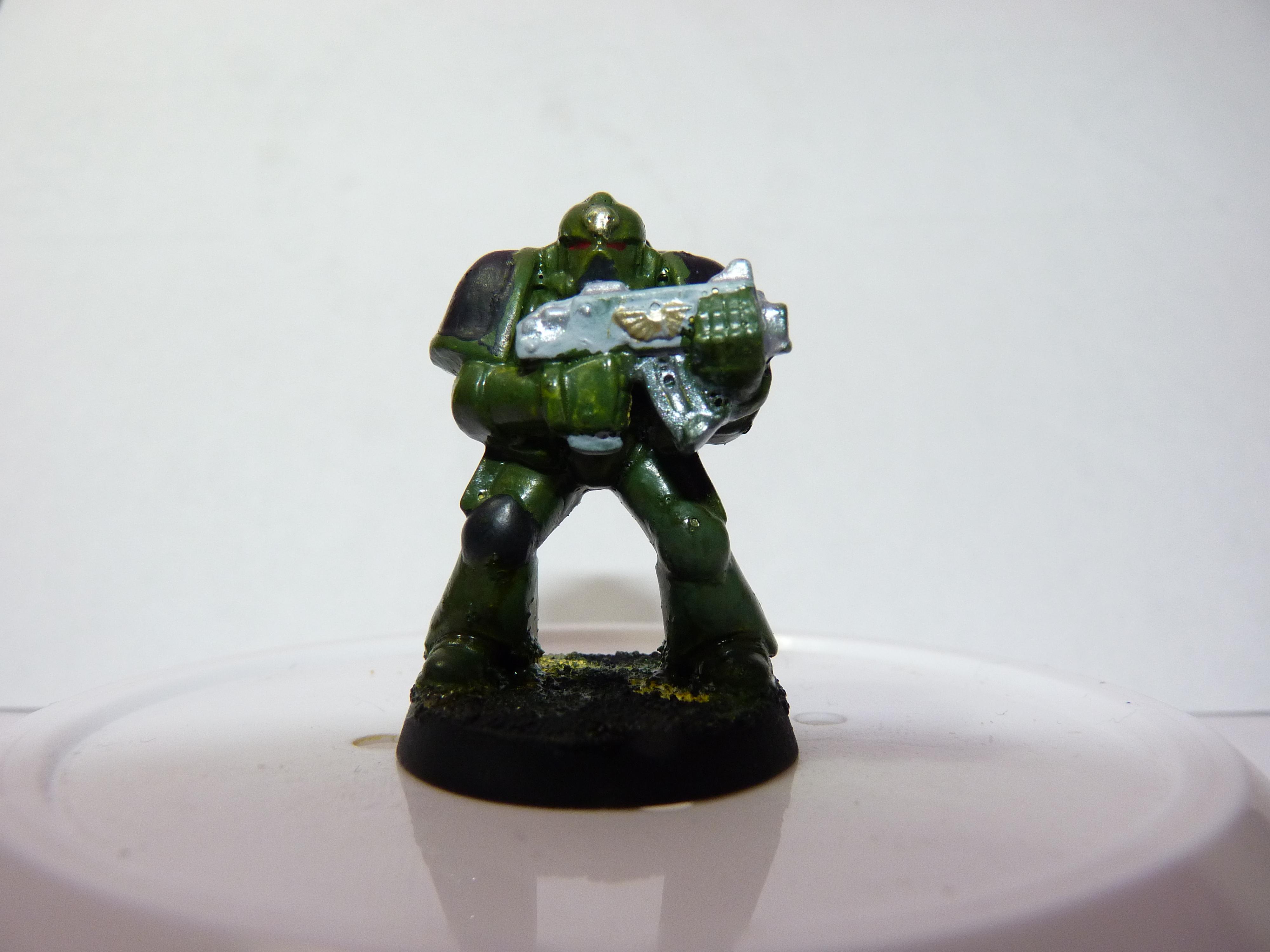 First Try, Models, Poorly Done, Salamanders, Space Marines, Tactical Squad, Thin Your Paints