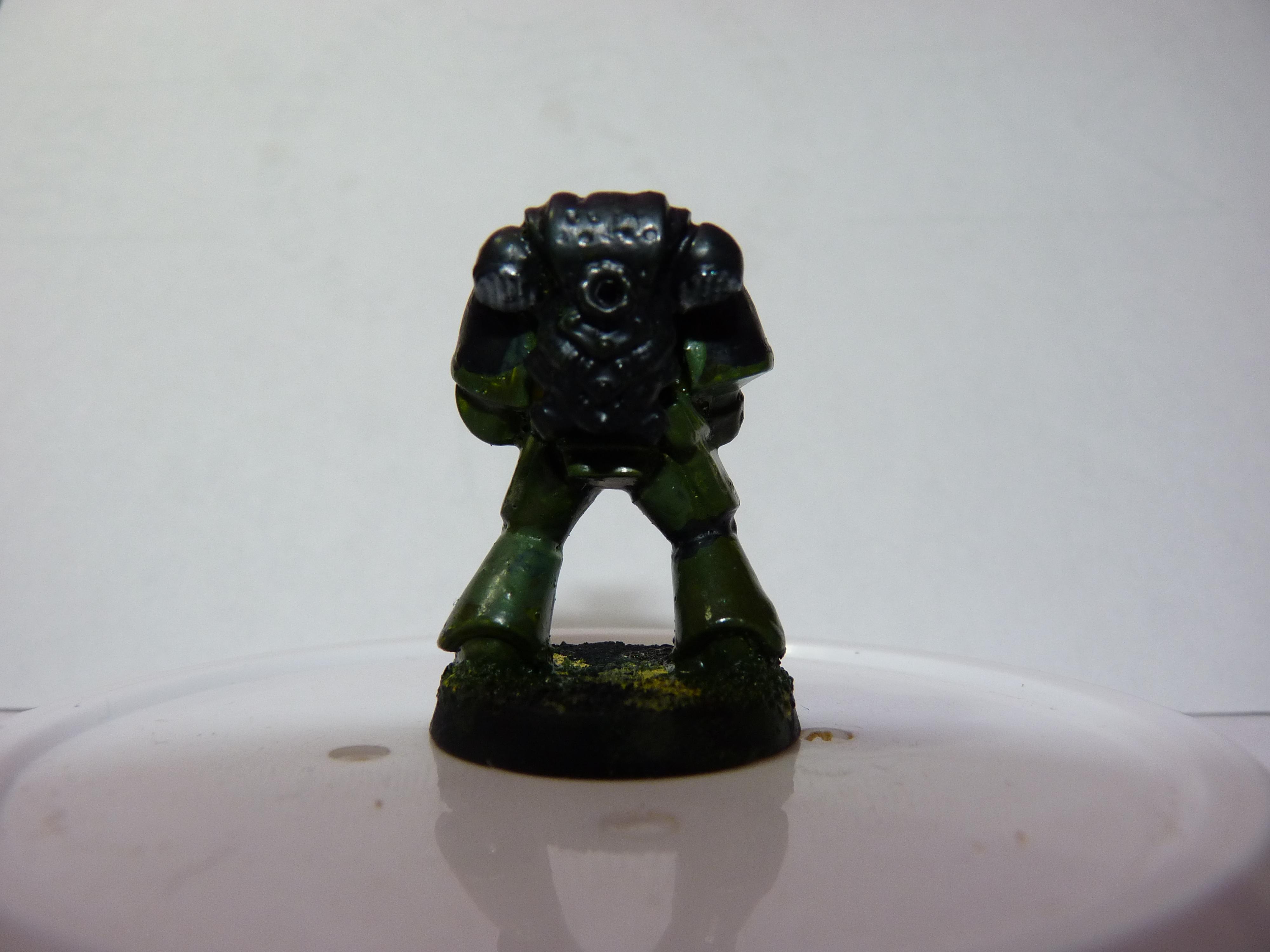First Try, Models, Poorly Done, Salamanders, Space Marines, Tactical Squad, Thin Your Paints