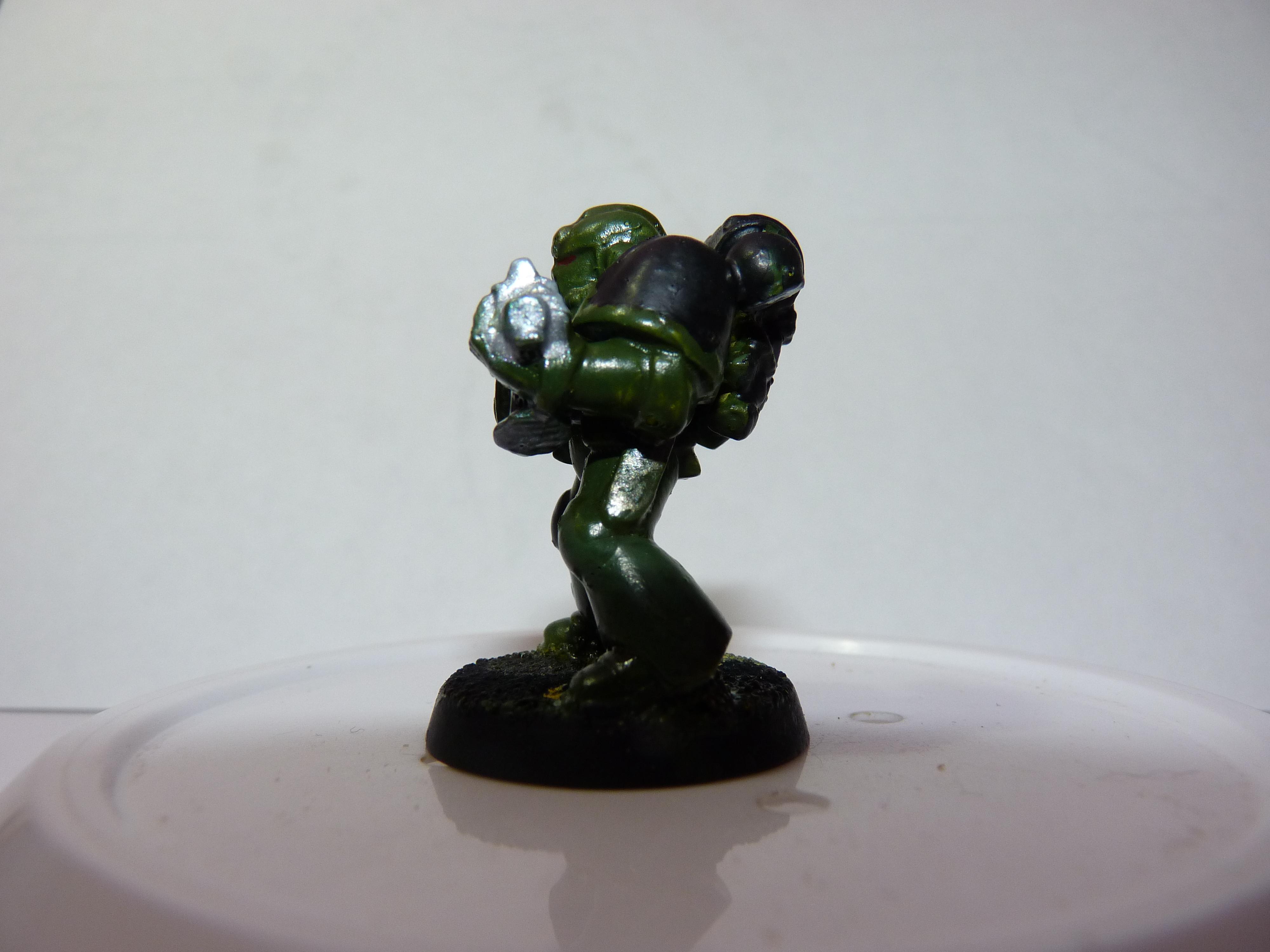 First Try, Models, Poorly Done, Salamanders, Space Marines, Tactical Squad, Thin Your Paints