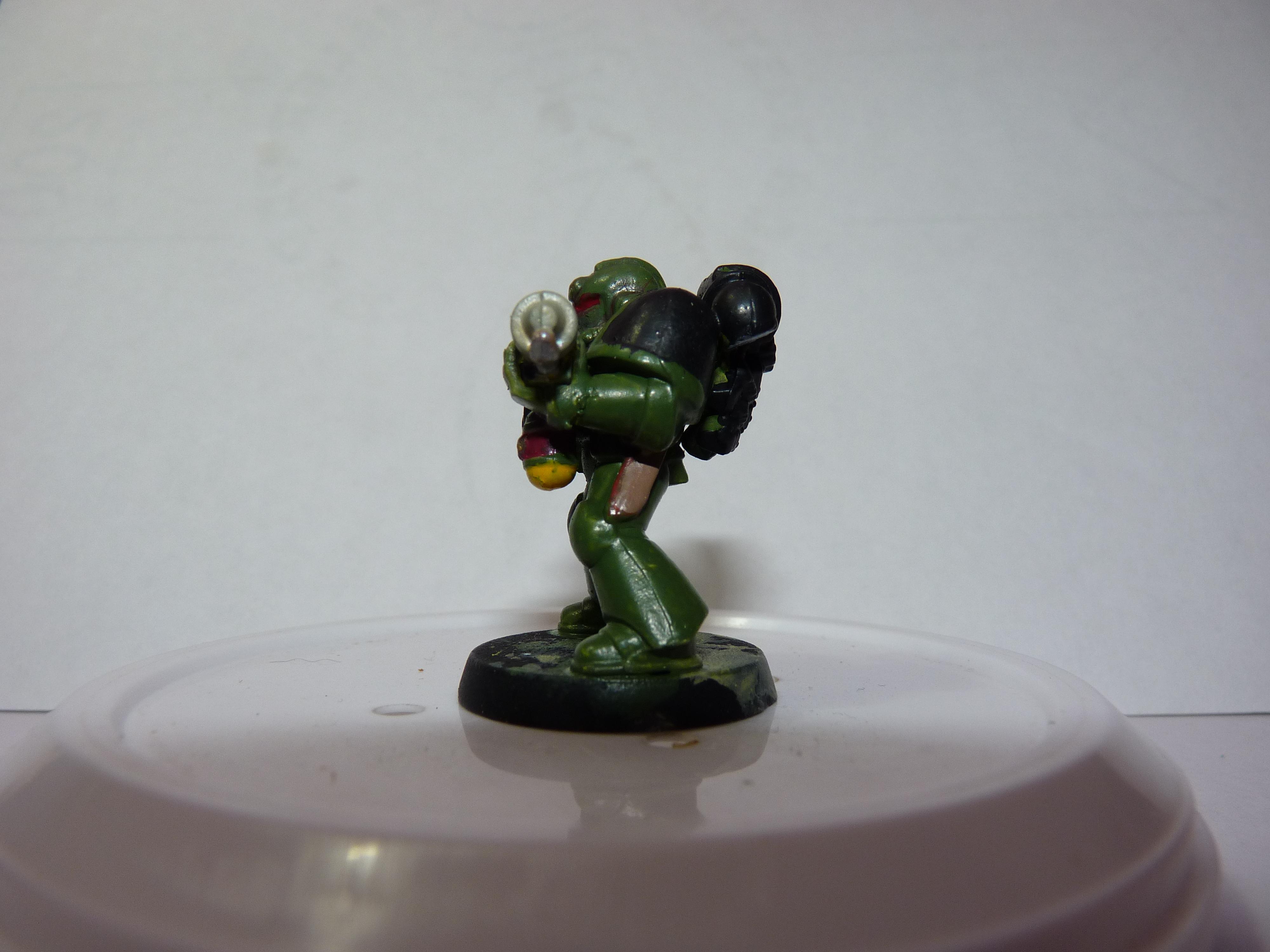 First Try, Models, Poorly Done, Salamanders, Space Marines, Tactical Squad, Thin Your Paints