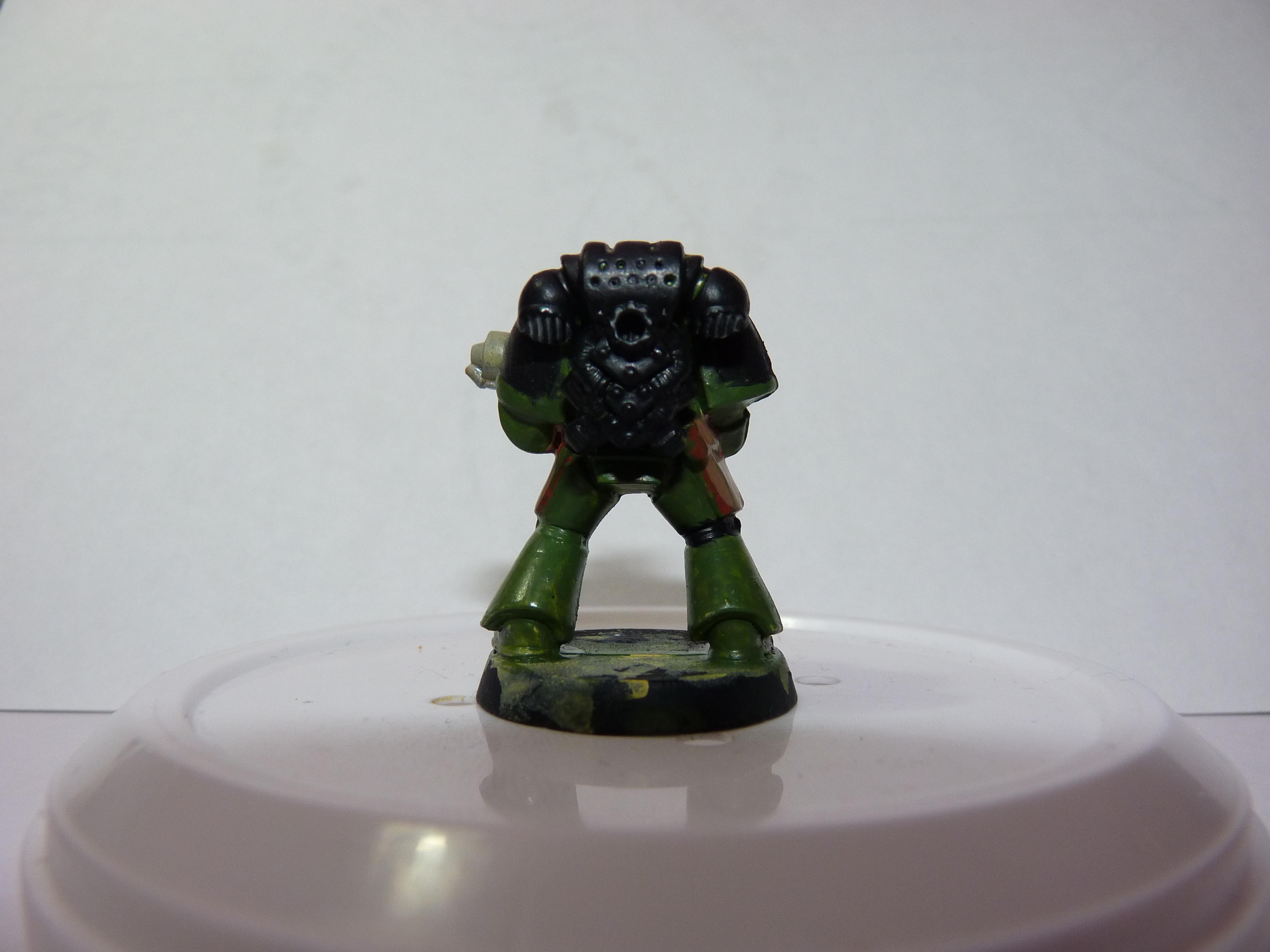 First Try, Models, Poorly Done, Salamanders, Space Marines, Tactical Squad, Thin Your Paints