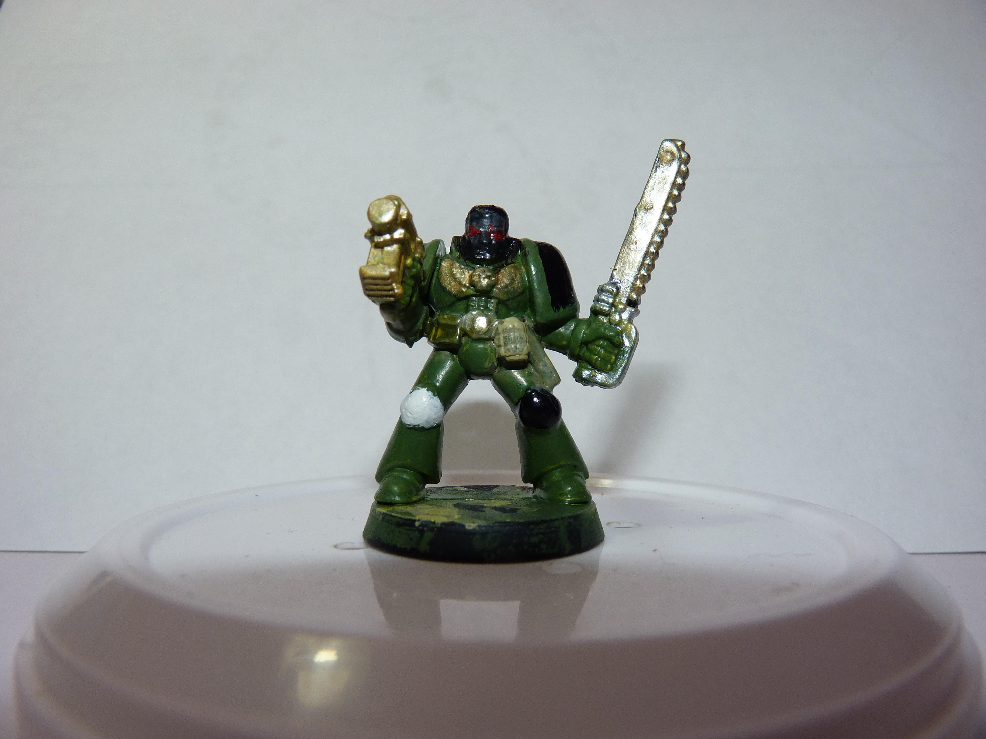 First Try, Models, Poorly Done, Salamanders, Space Marines, Tactical Squad, Thin Your Paints