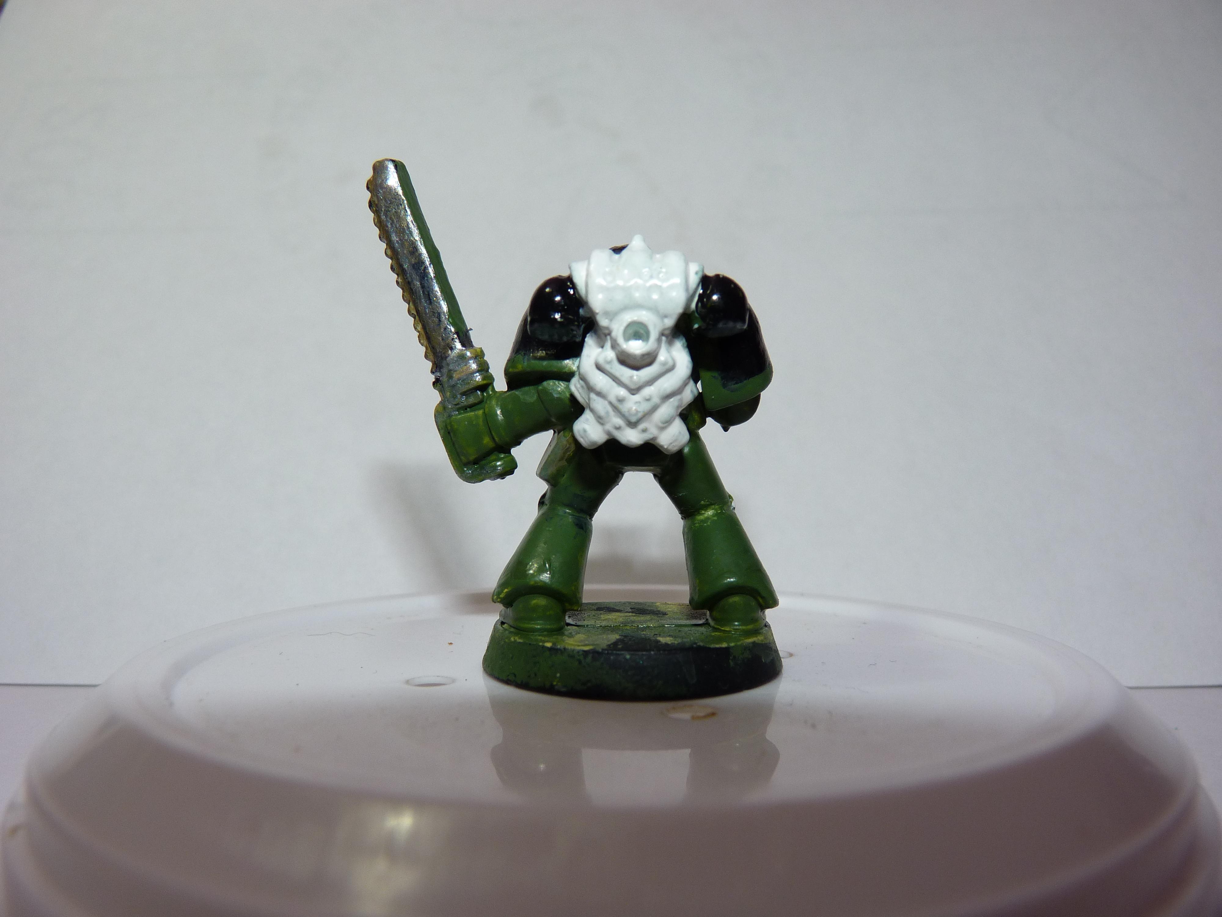 First Try, Models, Poorly Done, Salamanders, Space Marines, Tactical Squad, Thin Your Paints