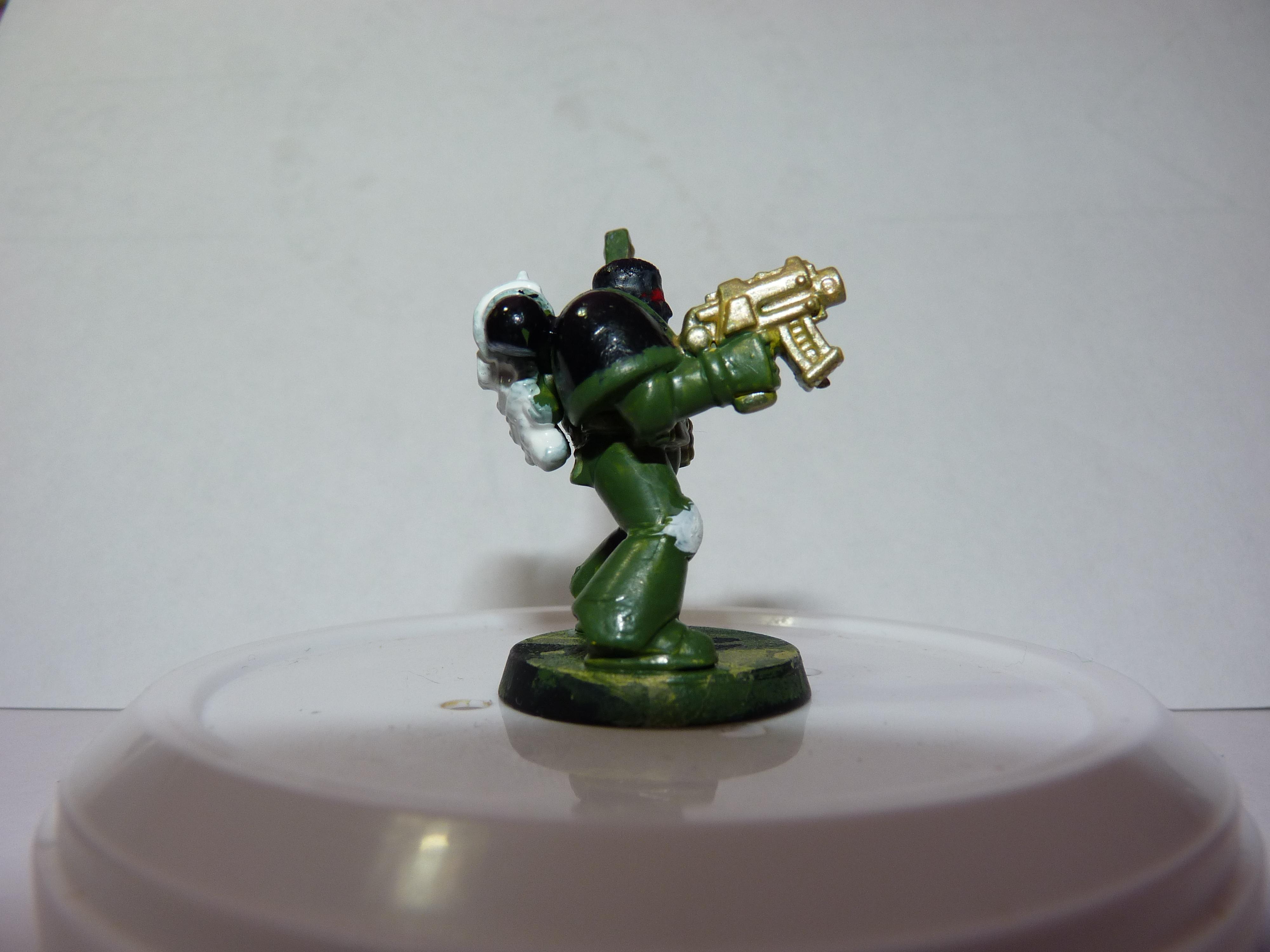 First Try, Models, Poorly Done, Salamanders, Space Marines, Tactical Squad, Thin Your Paints