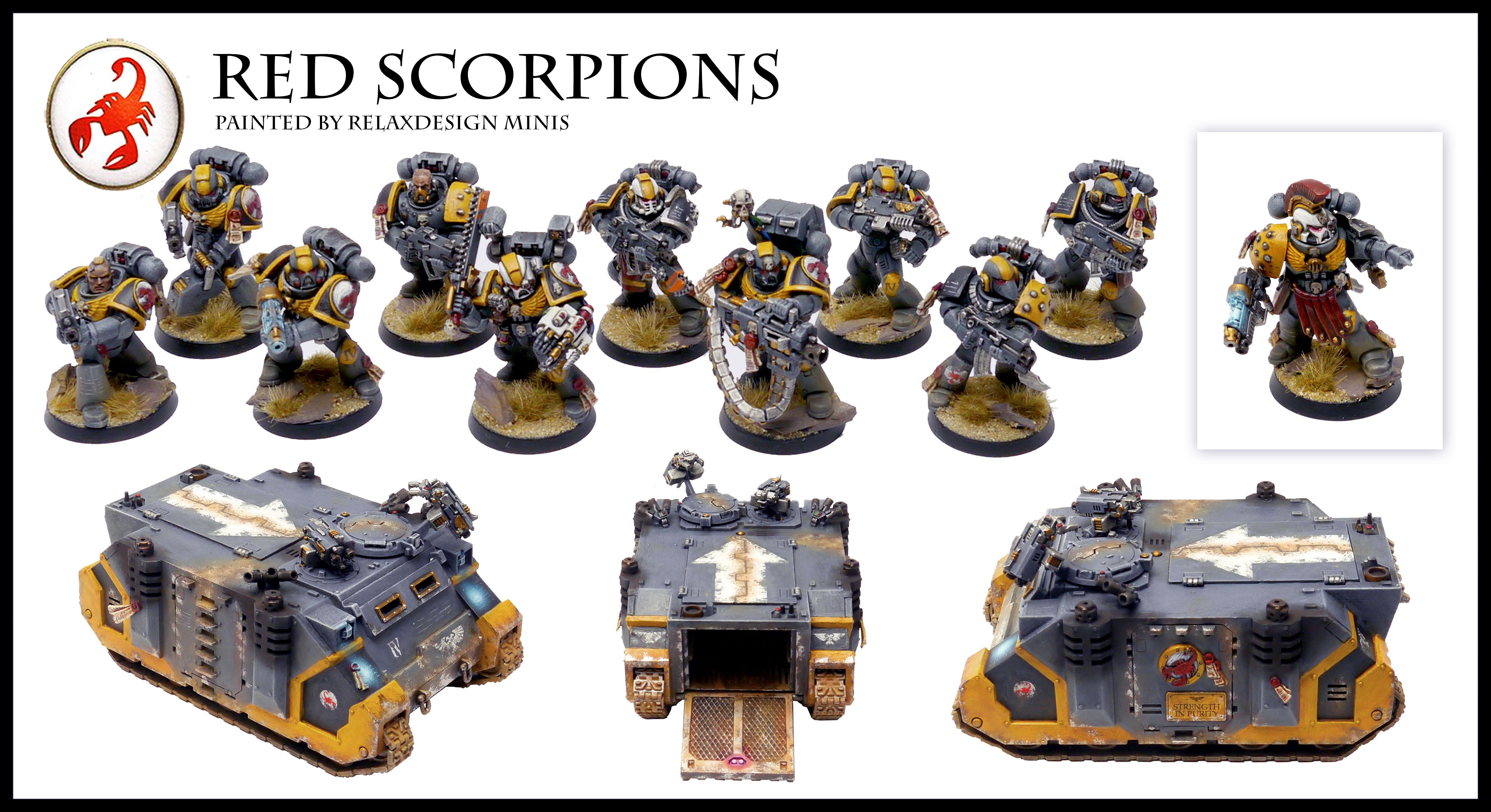 Apothecary, Forge World, Games Workshop, Red Scorpions, Rhino, Tactical Squad, Warhammer 40,000, Warhammer Fantasy