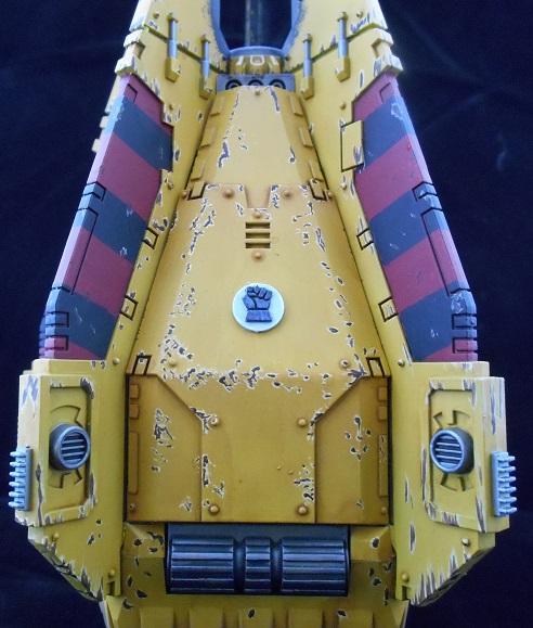 Battle Damage, Drop Pod, Imperial Fists, Space Marines, Stripes, Weathered
