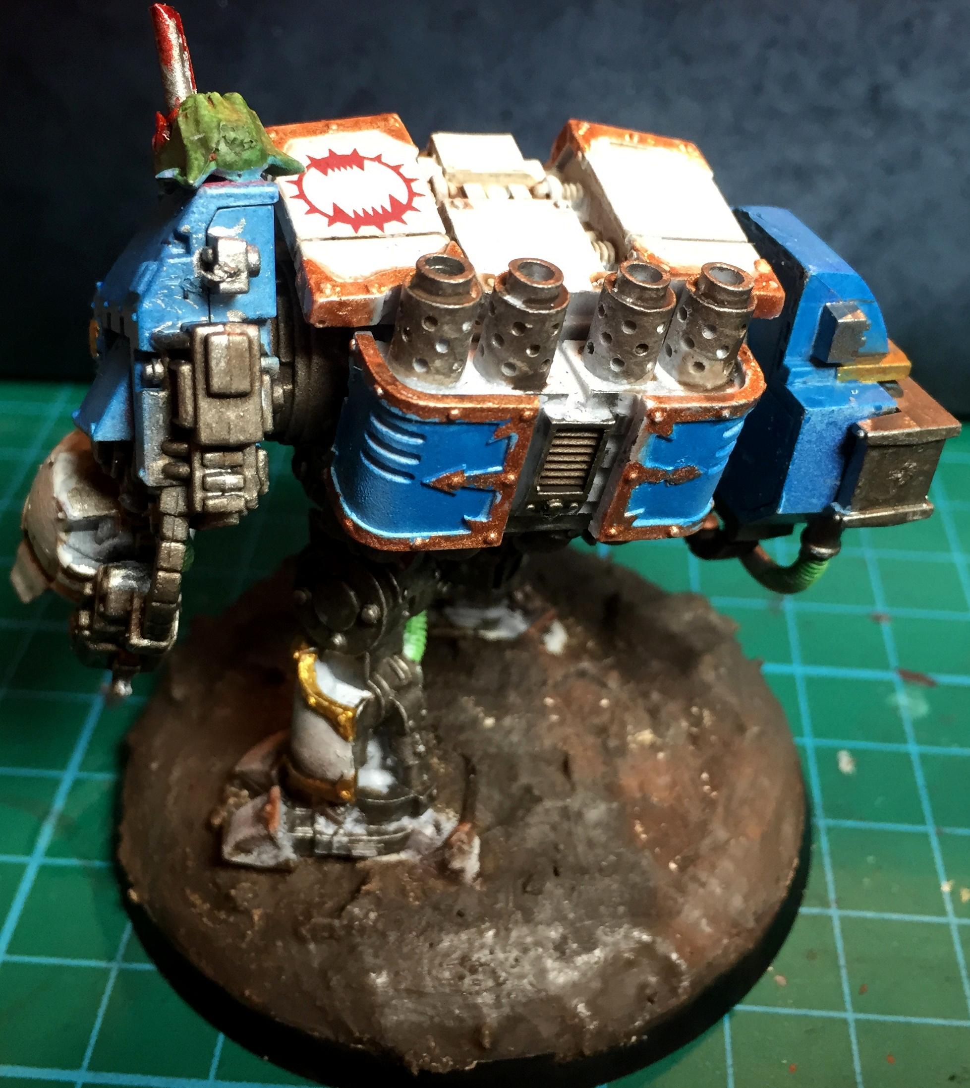 Assault Cannon, Blood, Blue, Dreadnought, Forge World, Powerfist Ork Head, We, White