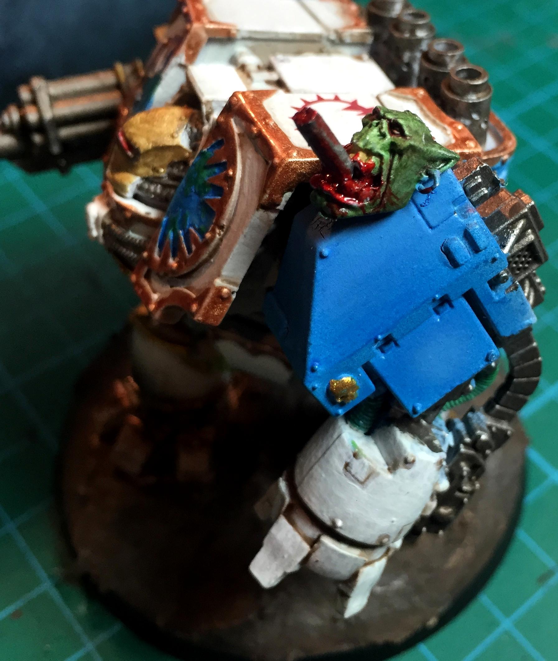 Assault Cannon, Blood, Blue, Dreadnought, Forge World, Powerfist Ork Head, We, White
