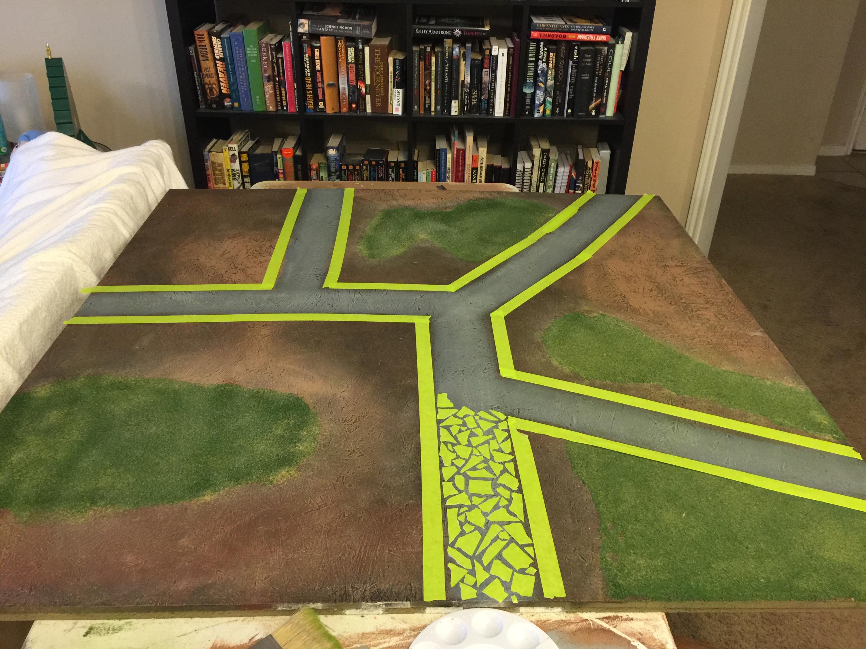 masking off stone roads took the most time