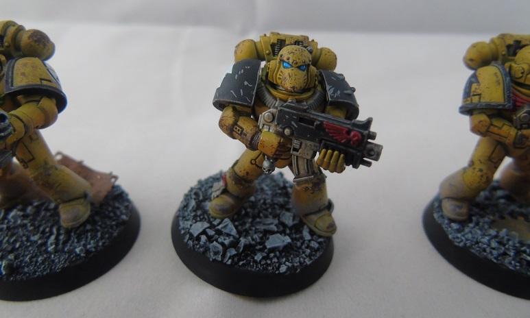 Adepus Astartes, Battle Damage, City, Imperial Fists, Meltagun, Rubble, Ruins, Space Marines, Tactical Squad, Urban, Weathered, Yellow