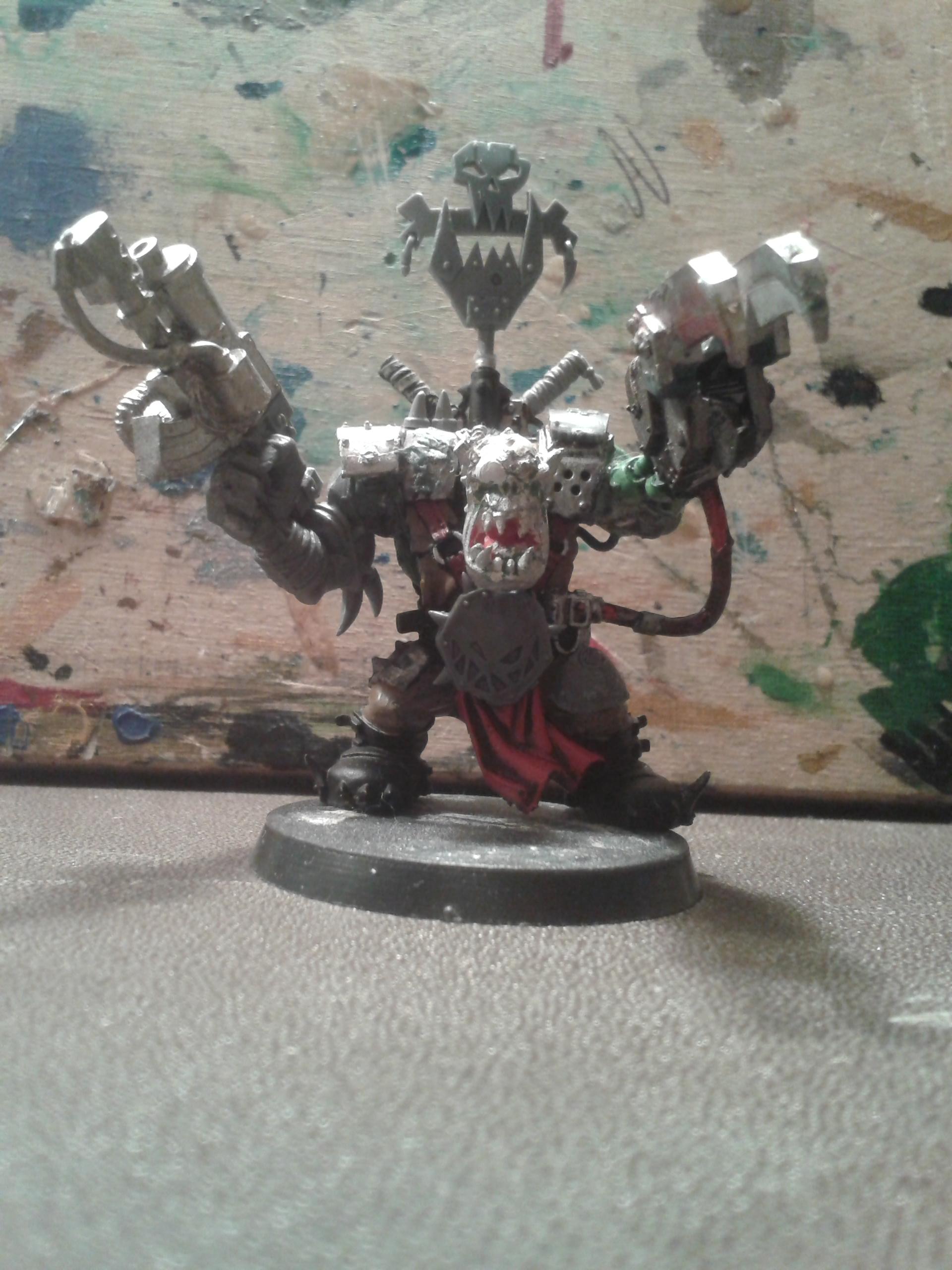 Based on the AAOBR warboss with ghaz head and part of claw, def dread boss pole, kombi schorcha from other warboss with squig