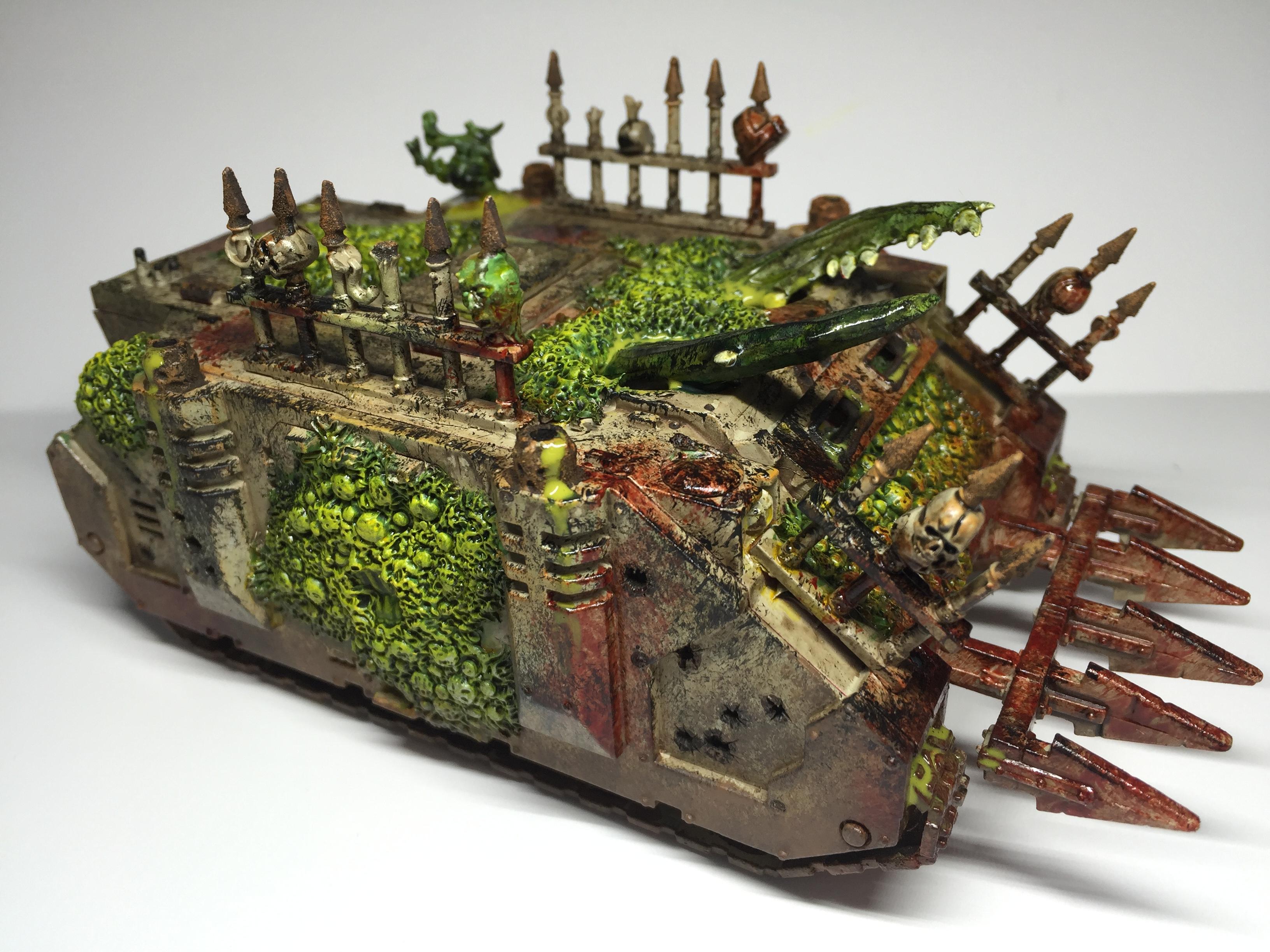 Chaos Space Marines, Conversion, Death Guard, Greenstuff, Nurgle, Plague Marines, Rhino, Warhammer 40,000