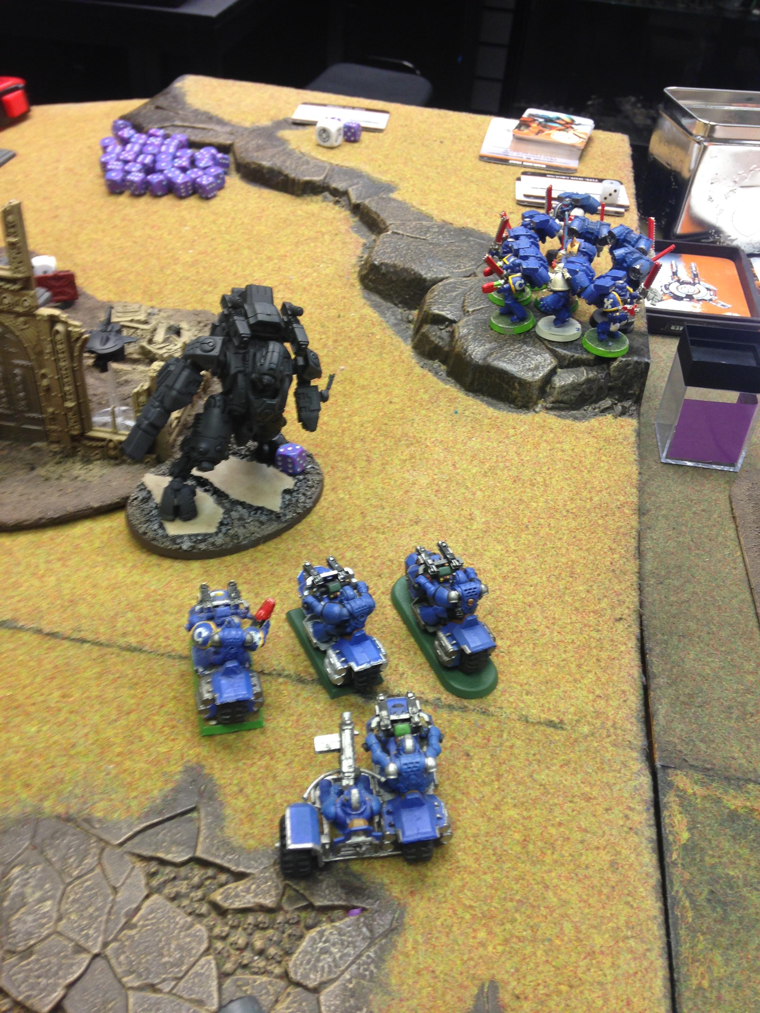 1000pts, 1st Battle In 7th Ed, Assault Squad, Bike Squad, Ghostkeel, Jump Pack Librarian, Tau, Ultramarines