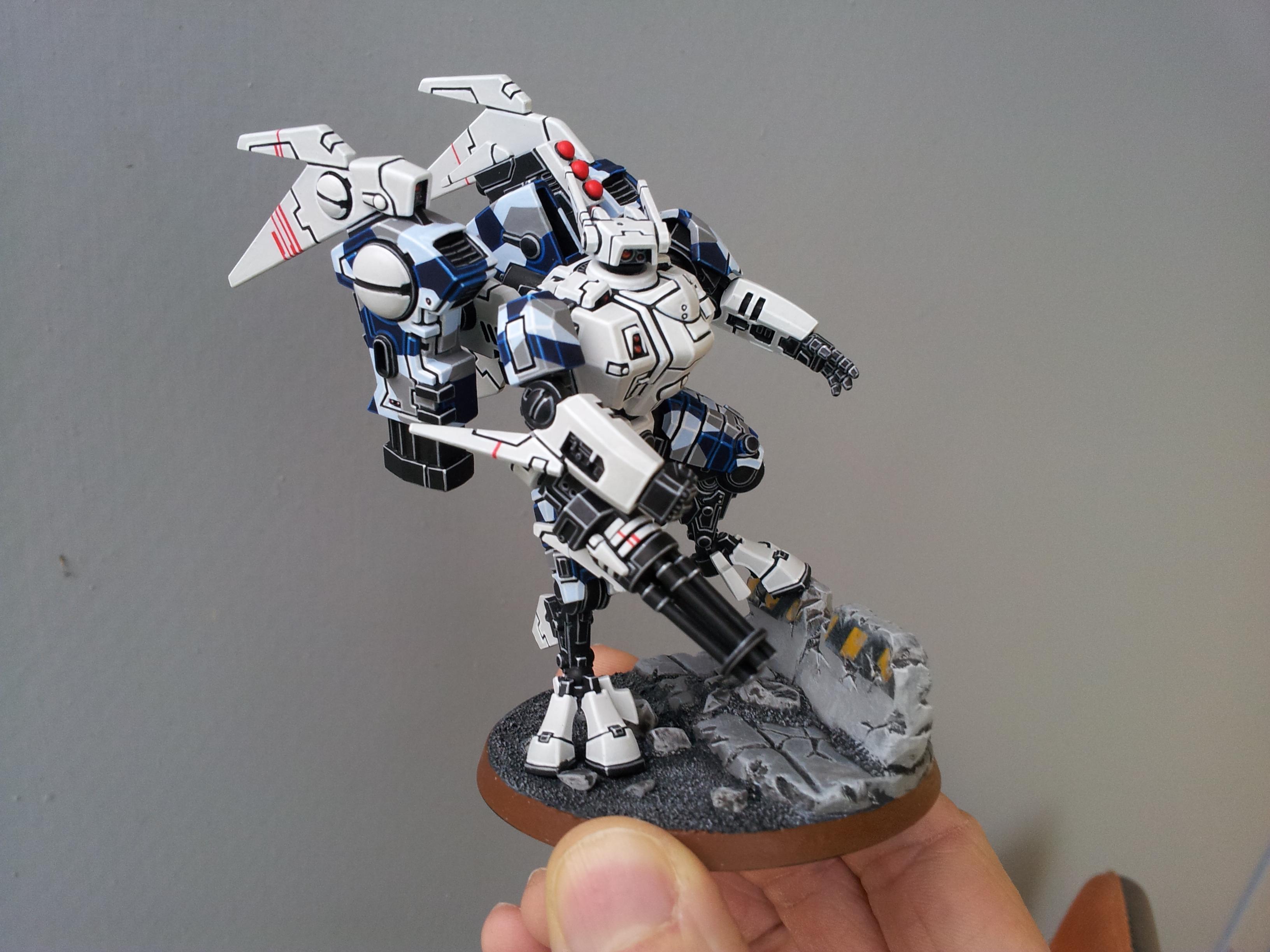 Battlesuit, Coldstar, Commander, Tau, Warhammer 40,000, Warhammer Fantasy, White, XV8, Xv8 Commander