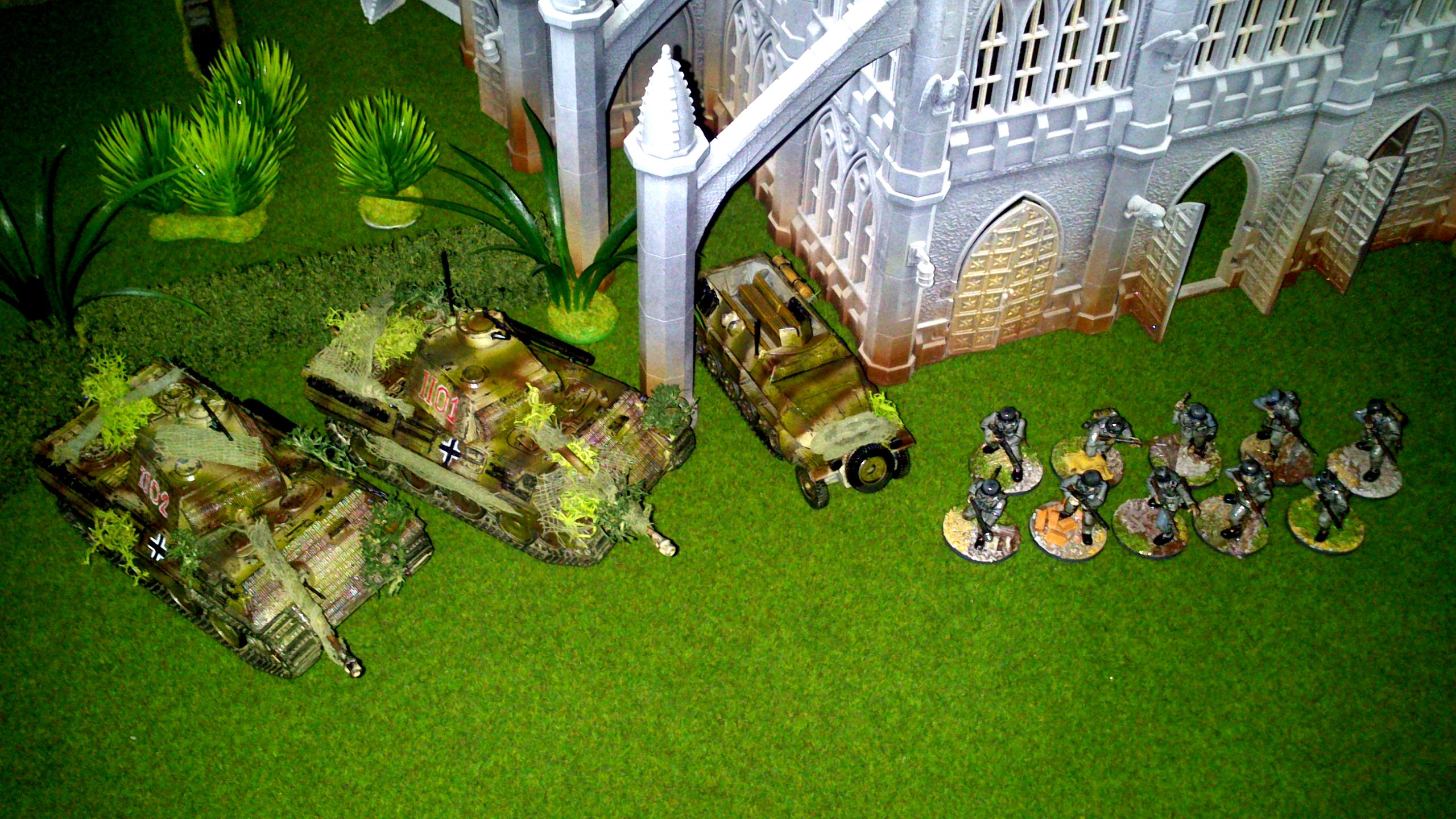 America, Bolt Action, Germans, Heer, Infantry, Painted, Panthers, Sherman, Tank, Waffen, Warlord