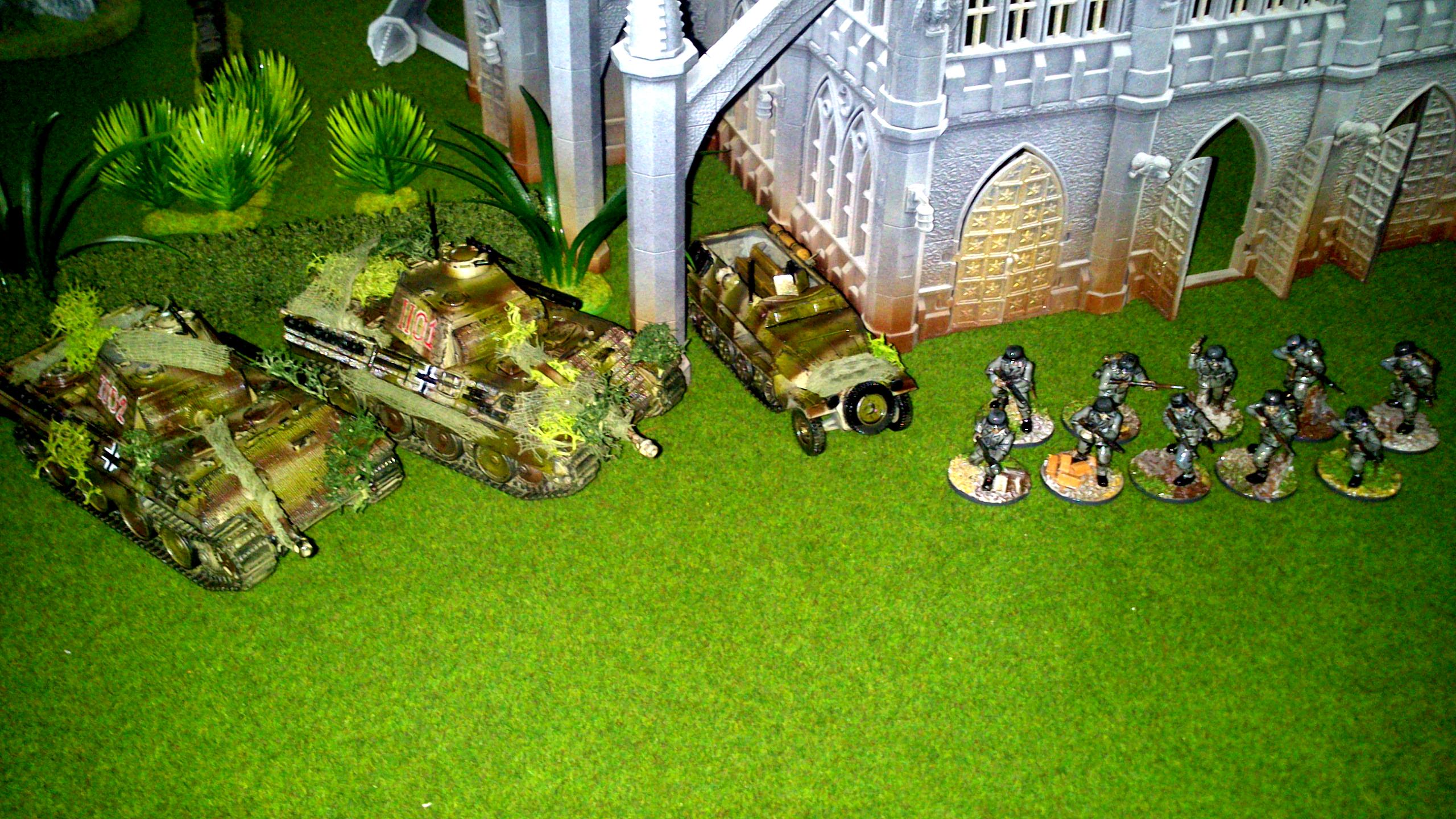 America, Bolt Action, Germans, Heer, Infantry, Painted, Panthers, Sherman, Tank, Waffen, Warlord
