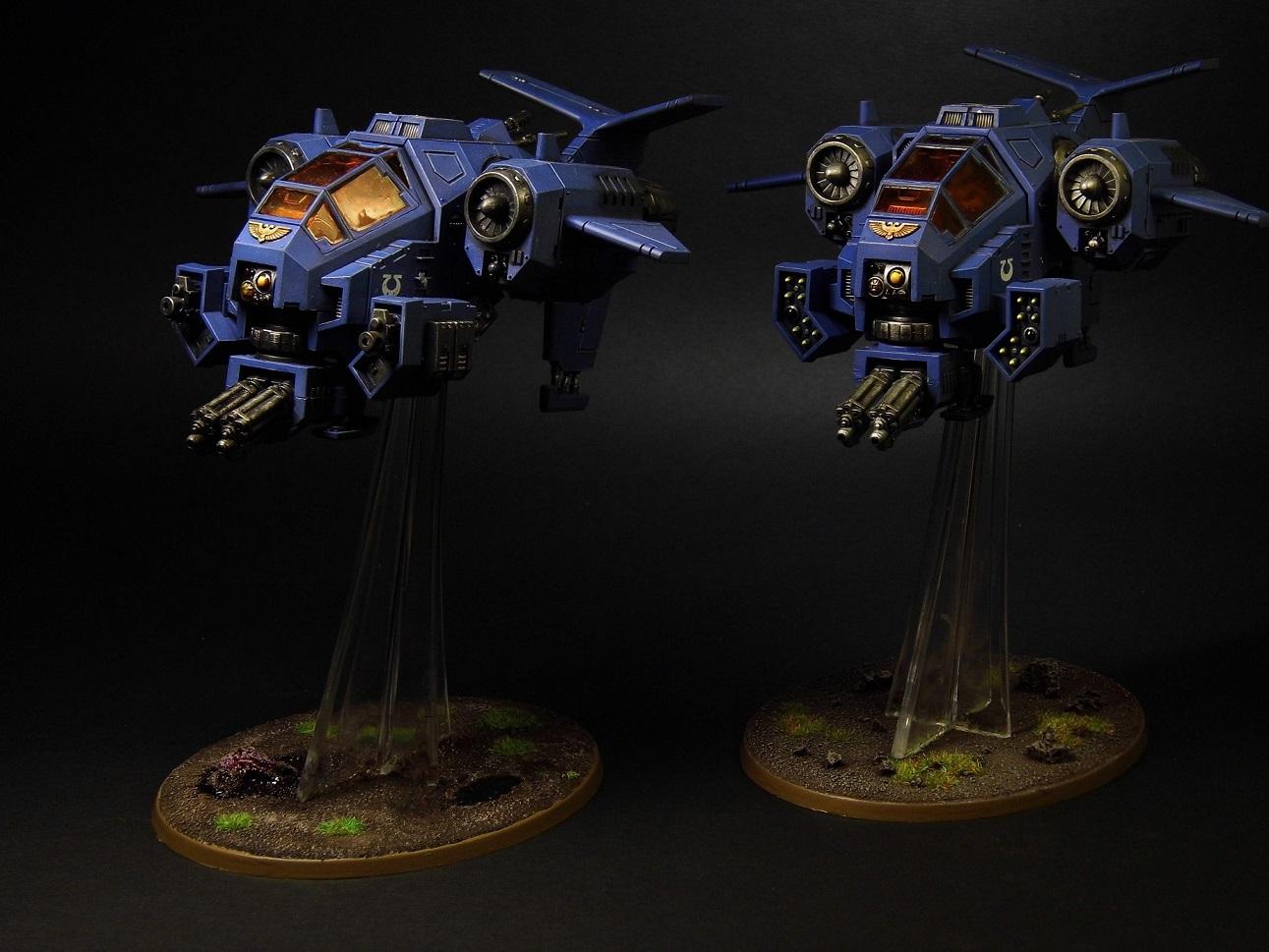 Here you can see two Ultramarine Stormravens with tinted canopies
