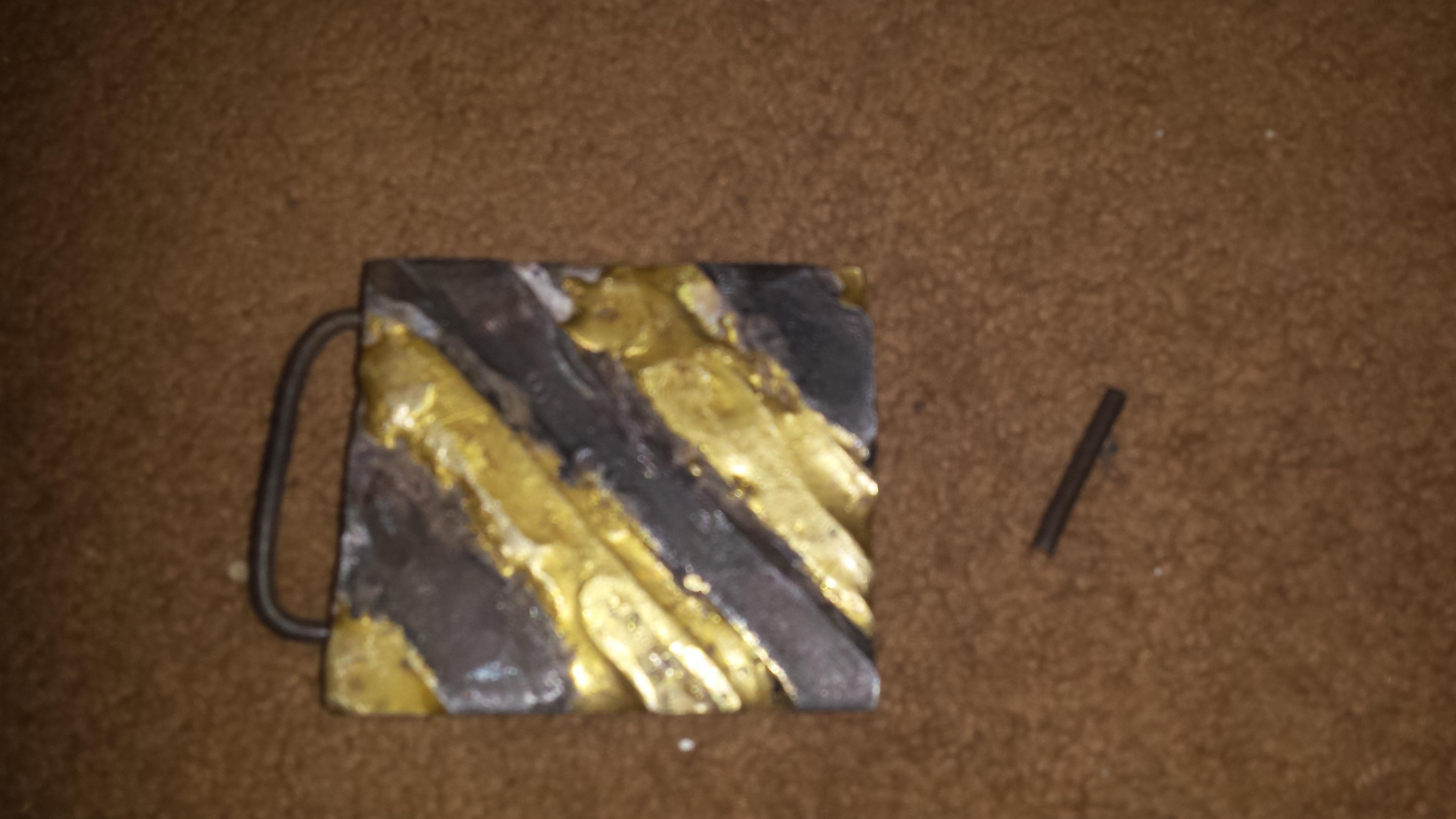 brazed hazard stripe belt buckle