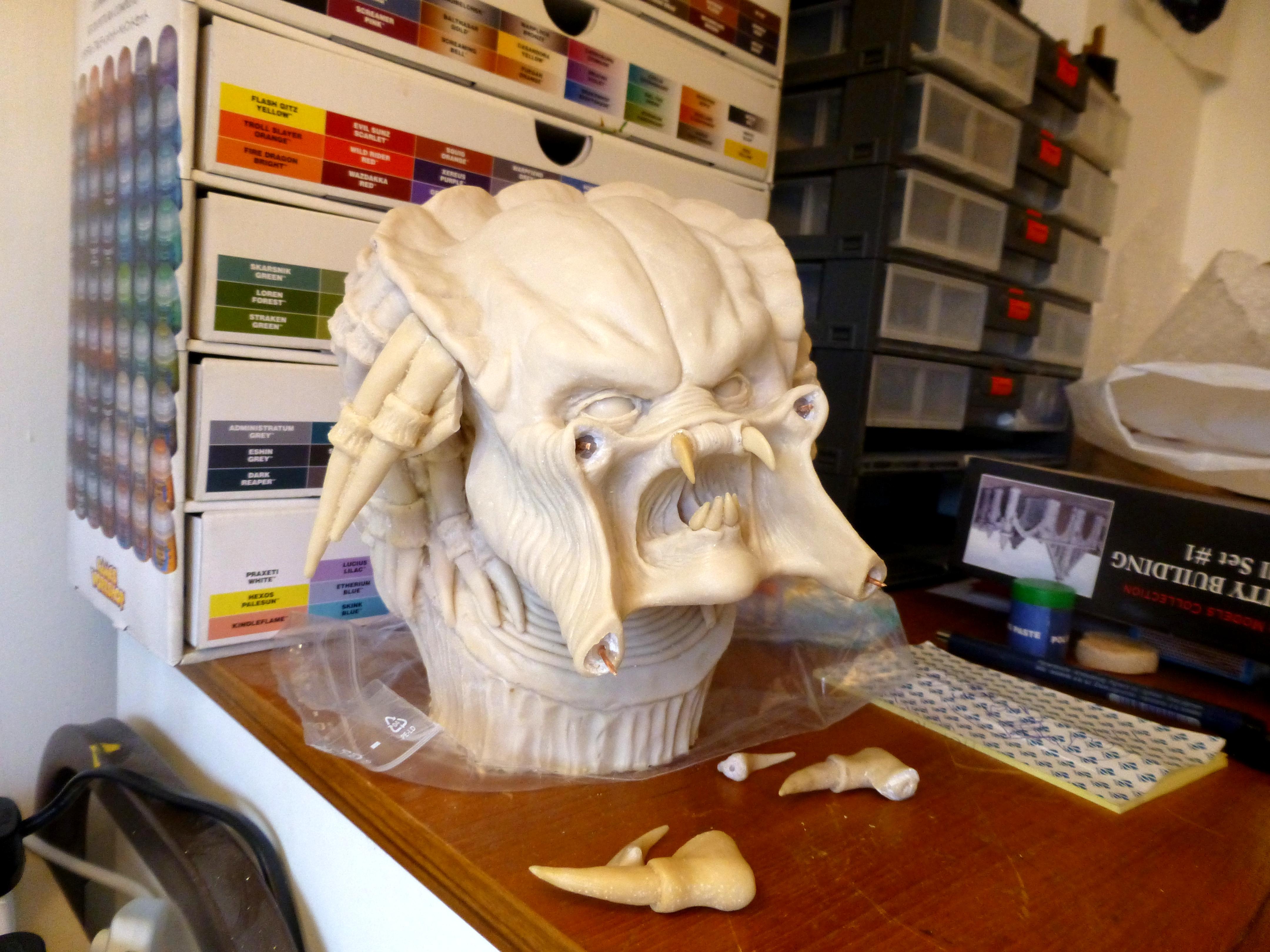 Alien, Predator, teeth in, dreads on, tusk pins in
