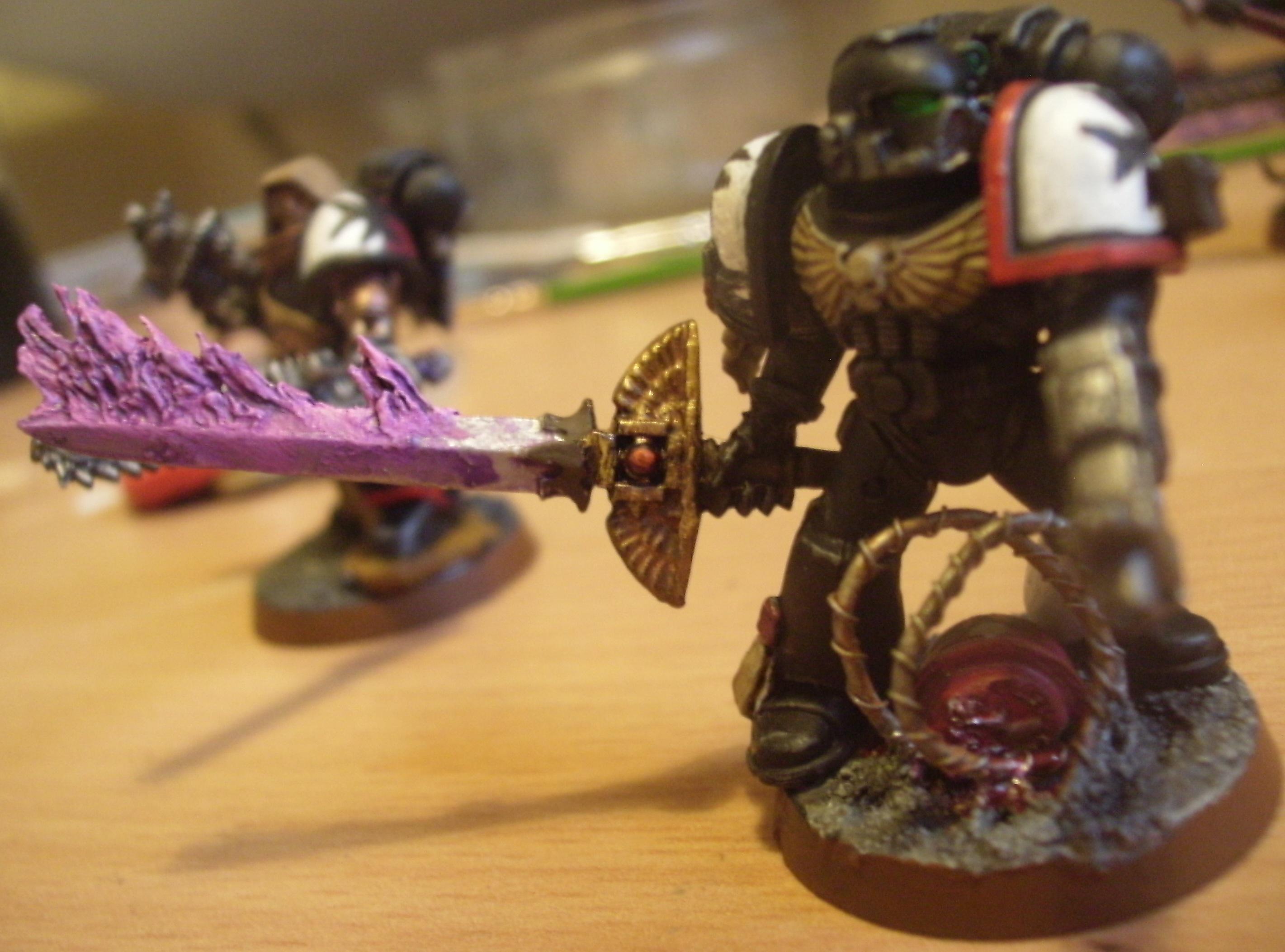 Flaming sword detail