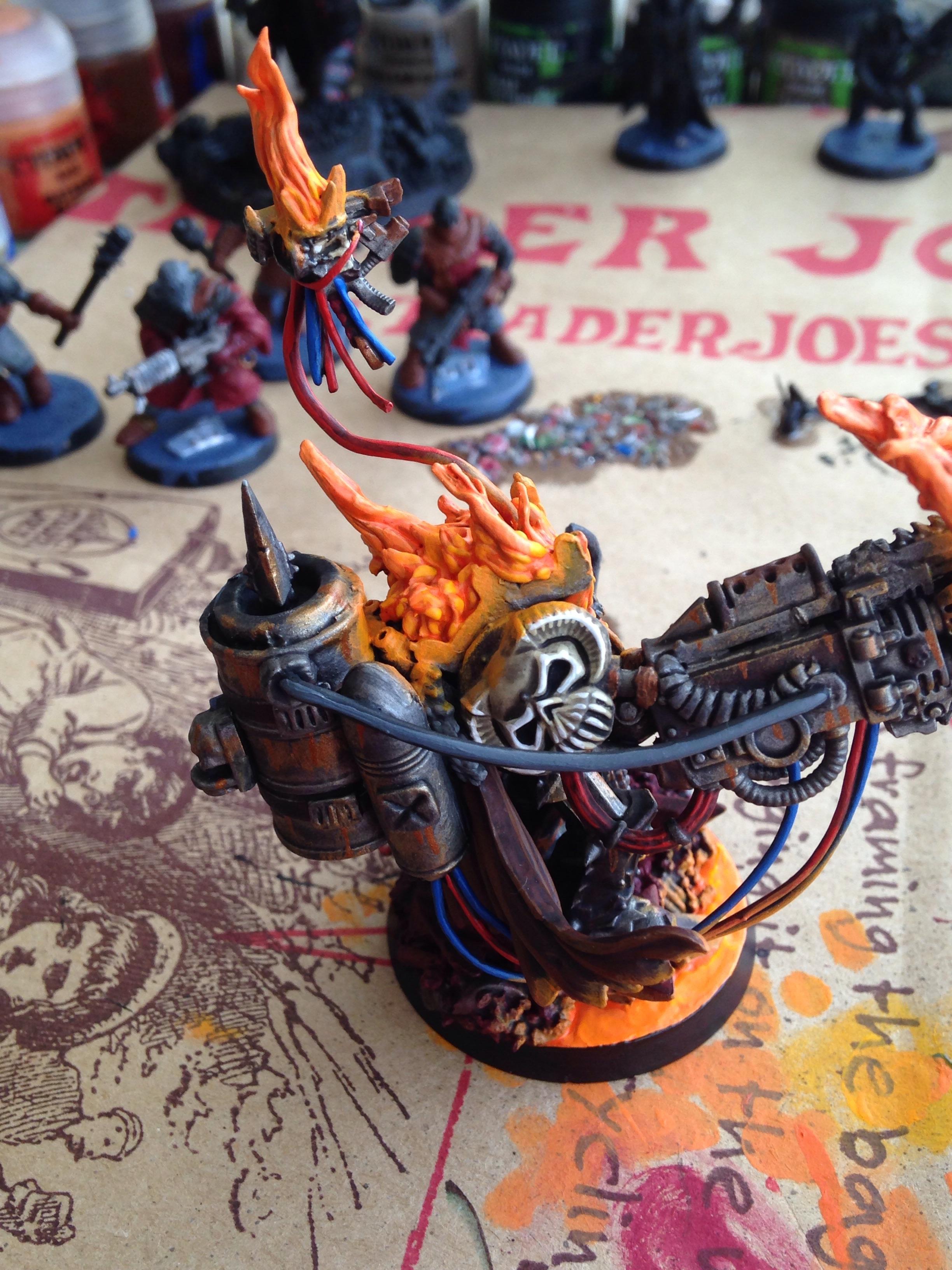 Chaos Space Marines, Conversion, Custom, Fire, Flames, Lava, Lord, Servo Skull, Terminator Armor, Terminator Lord