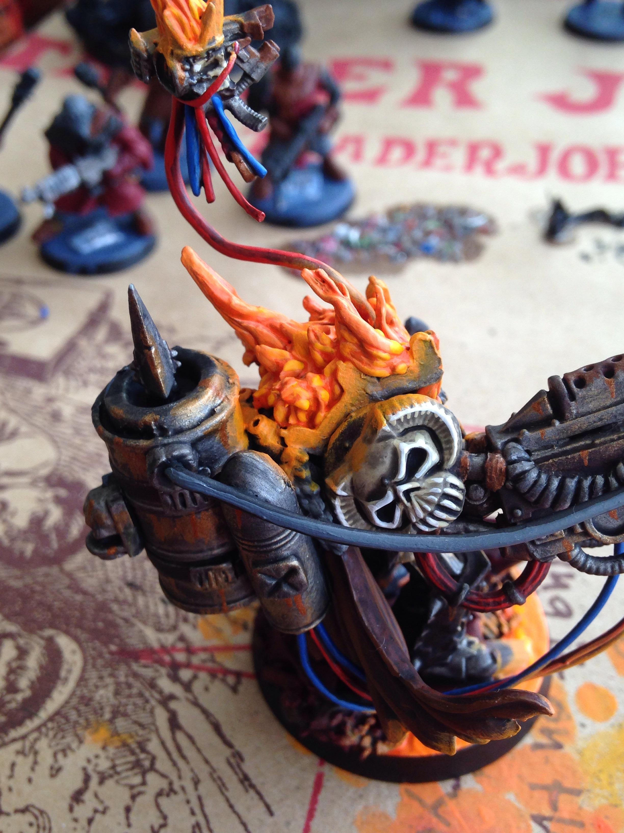 Chaos Space Marines, Conversion, Custom, Fire, Flames, Lava, Lord, Servo Skull, Terminator Armor, Terminator Lord