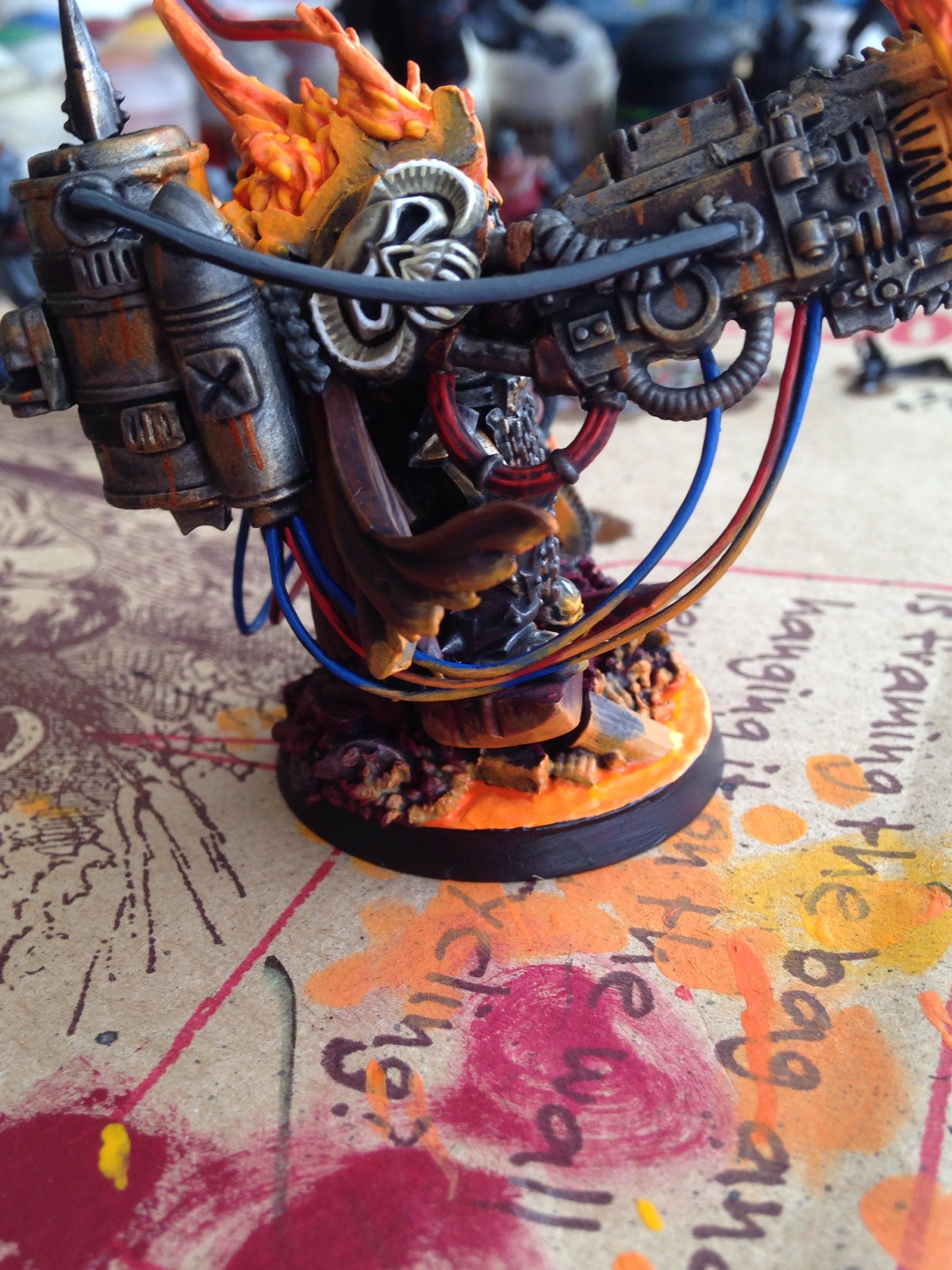 Chaos Space Marines, Conversion, Custom, Fire, Flames, Lava, Lord, Servo Skull, Terminator Armor, Terminator Lord