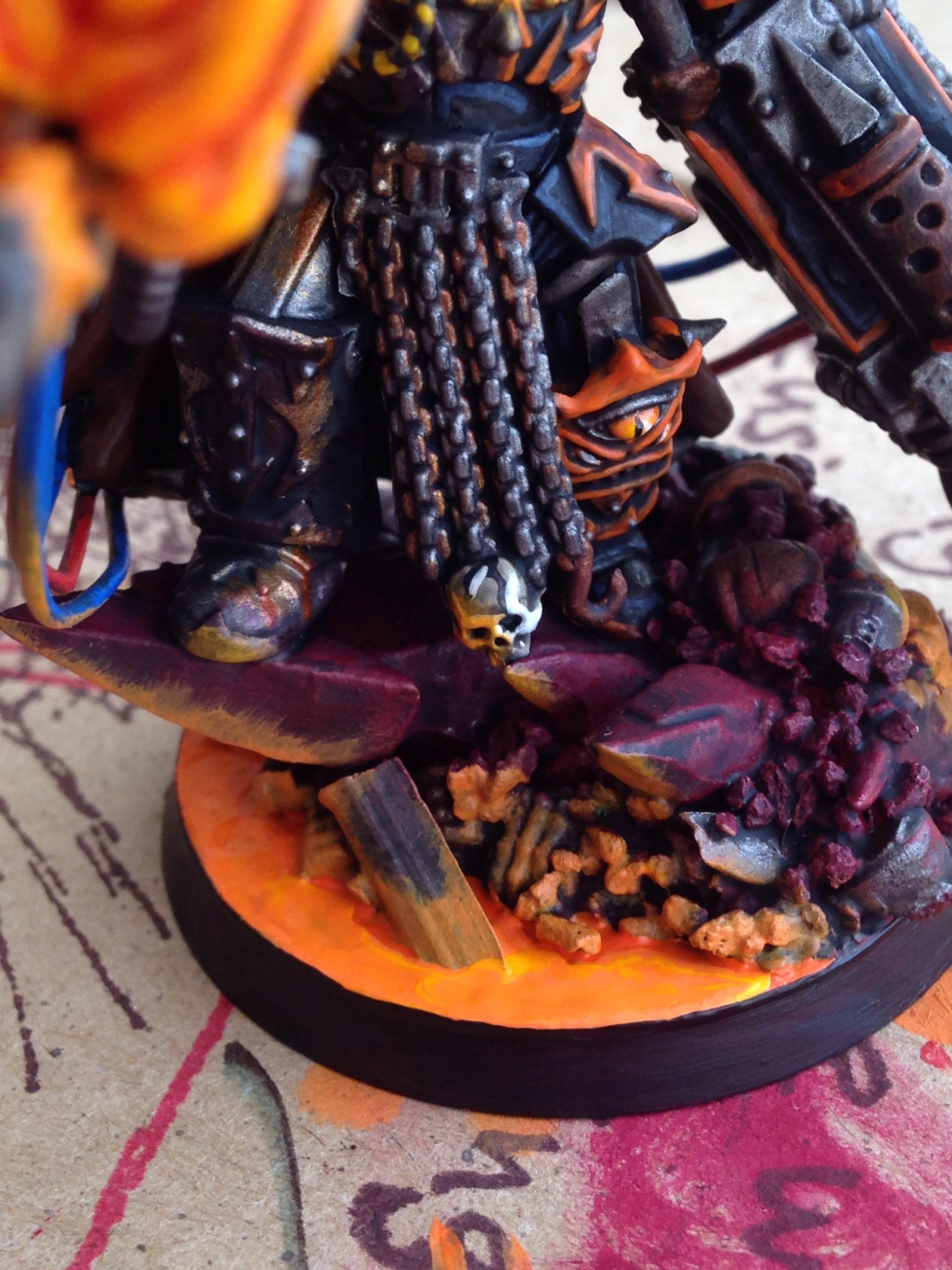 Chaos Space Marines, Conversion, Custom, Fire, Flames, Lava, Lord, Servo Skull, Terminator Armor, Terminator Lord