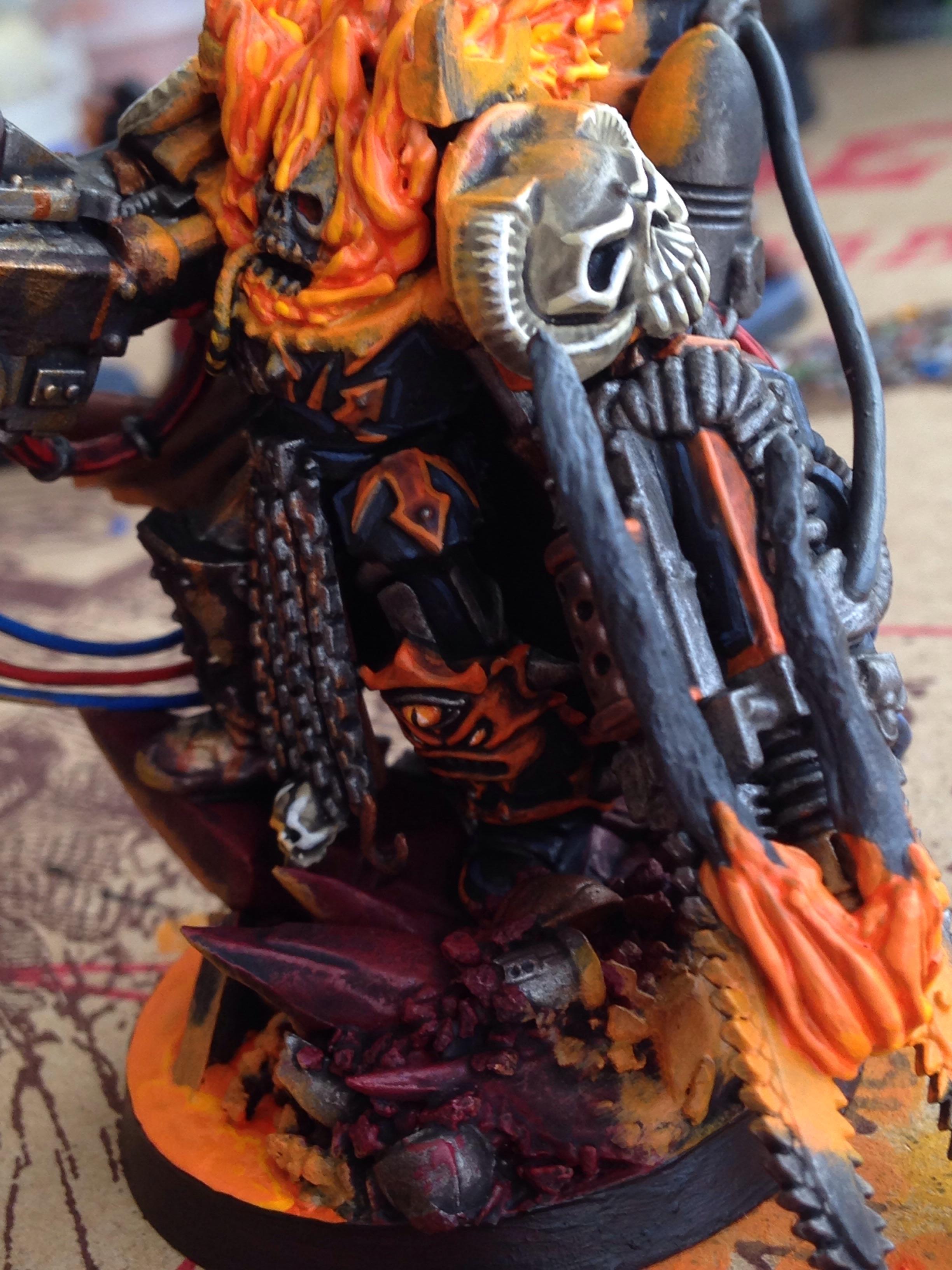 Chaos Space Marines, Conversion, Custom, Fire, Flames, Lava, Lord, Servo Skull, Terminator Armor, Terminator Lord