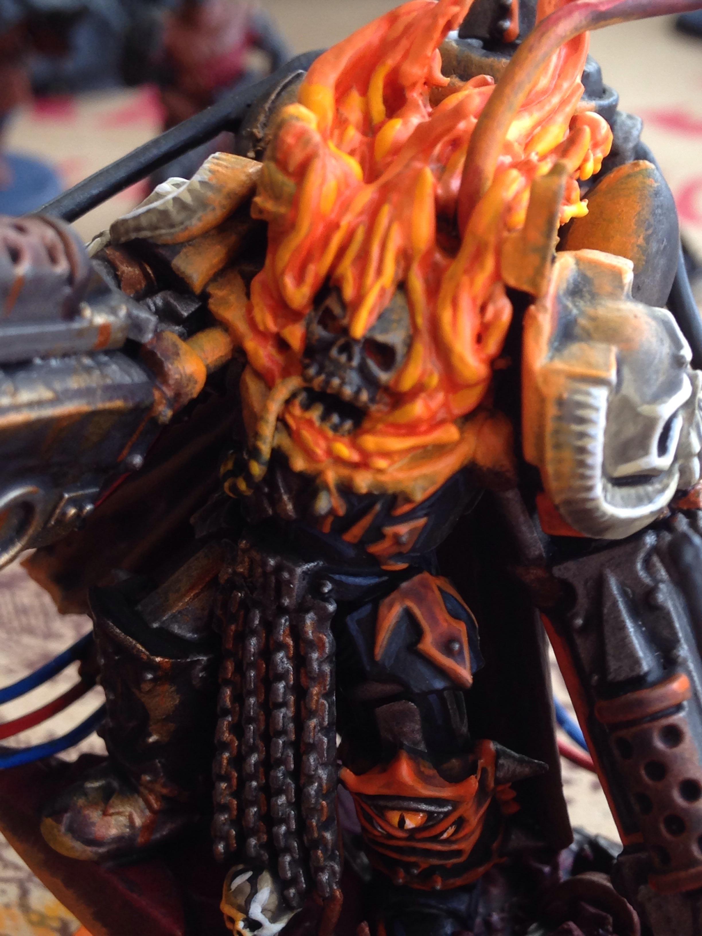 Chaos Space Marines, Conversion, Custom, Fire, Flames, Lava, Lord, Servo Skull, Terminator Armor, Terminator Lord