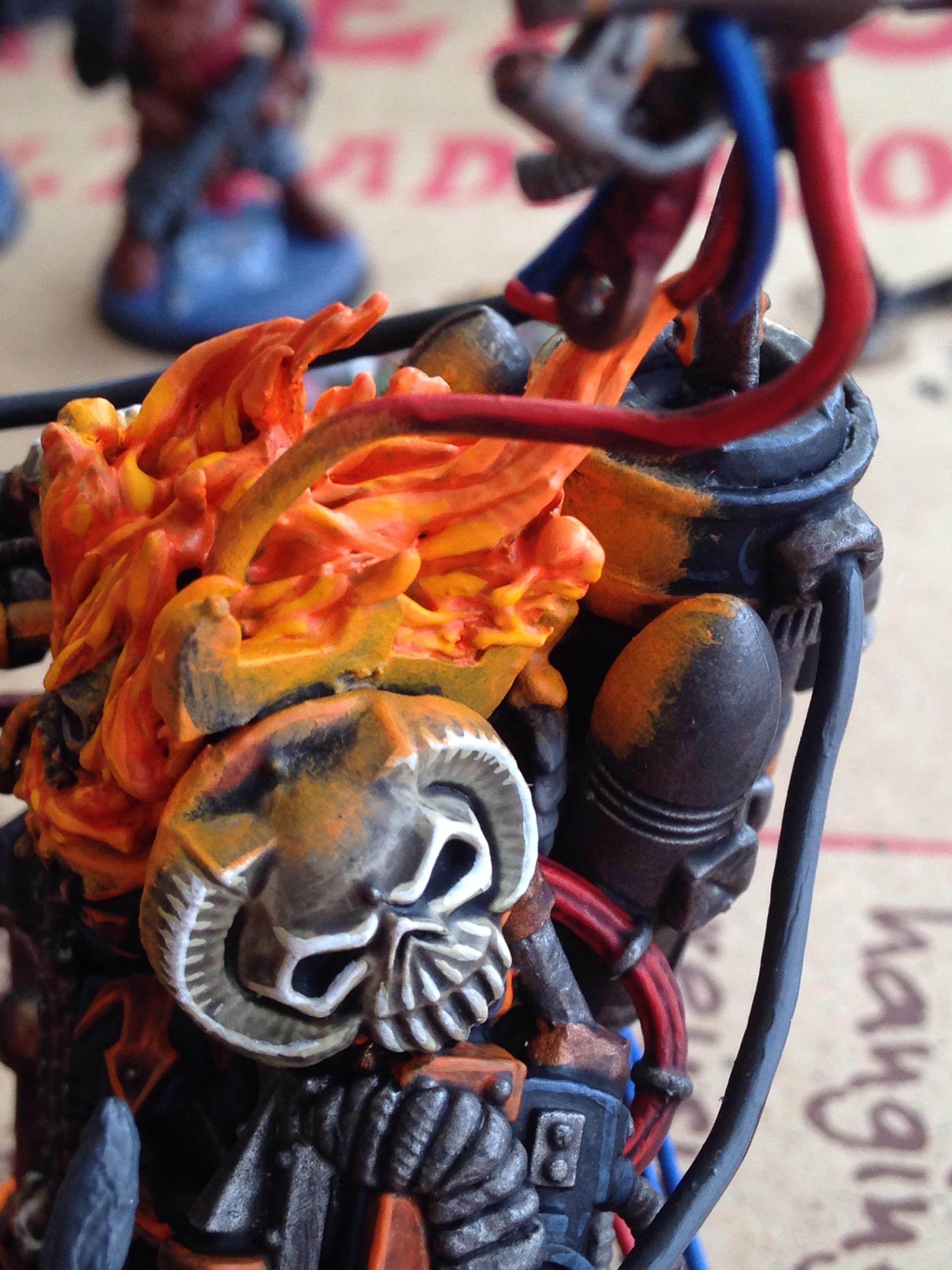 Chaos Space Marines, Conversion, Custom, Fire, Flames, Lava, Lord, Servo Skull, Terminator Armor, Terminator Lord