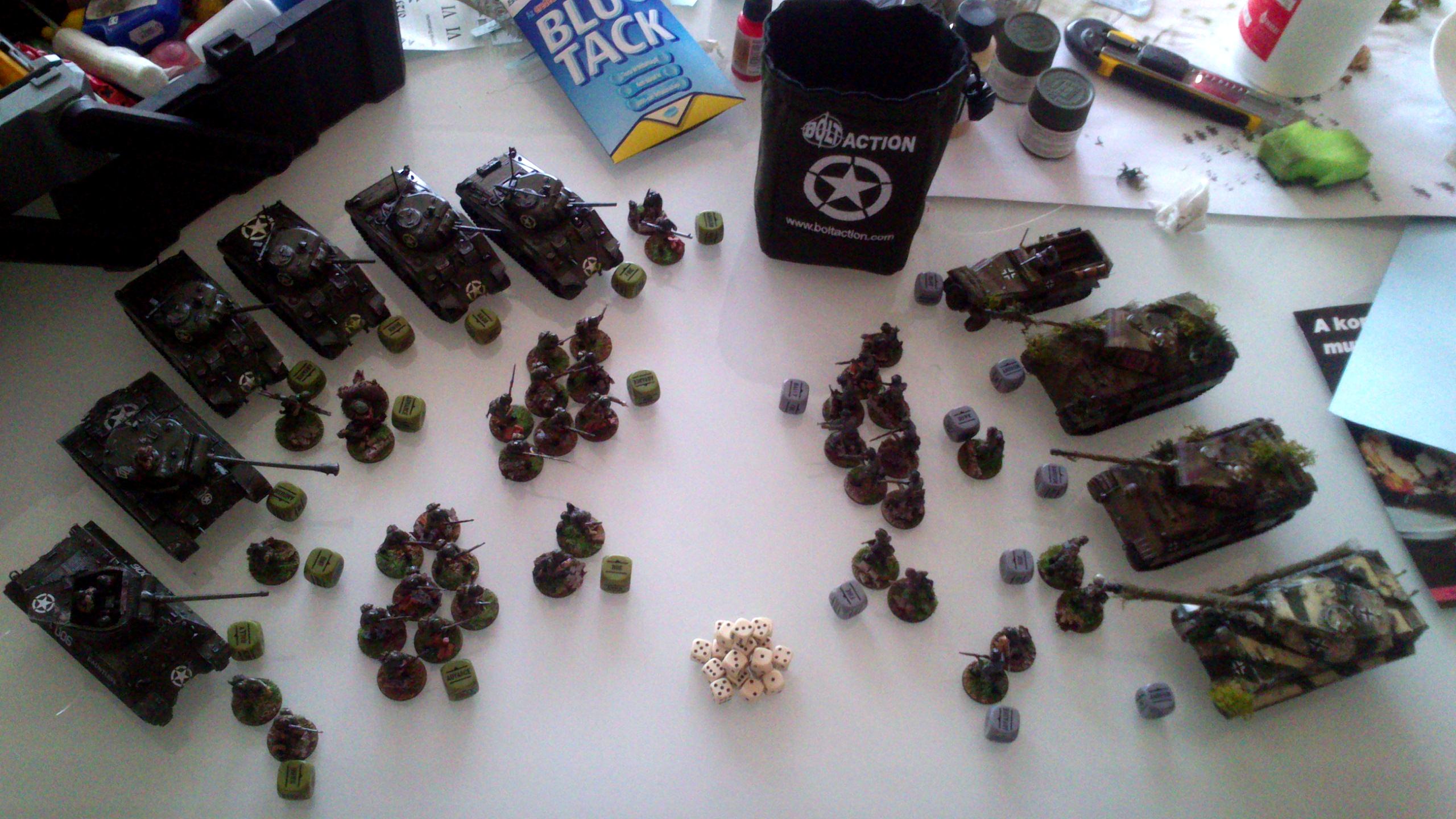 America, Army, Bolt Action, Dice Bag, Germany, Jackson, Order Dice, Painted, Panther, Pershing, Sherman, Tank, Tiger 2