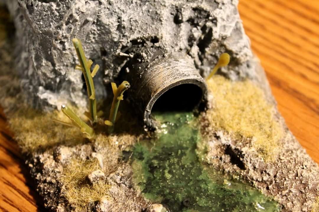 Drain, Liquid, Ooze, Pipe, Rock, Terrain, Toxic, Warhammer 40,000, Warhammer Fantasy, Warmachine