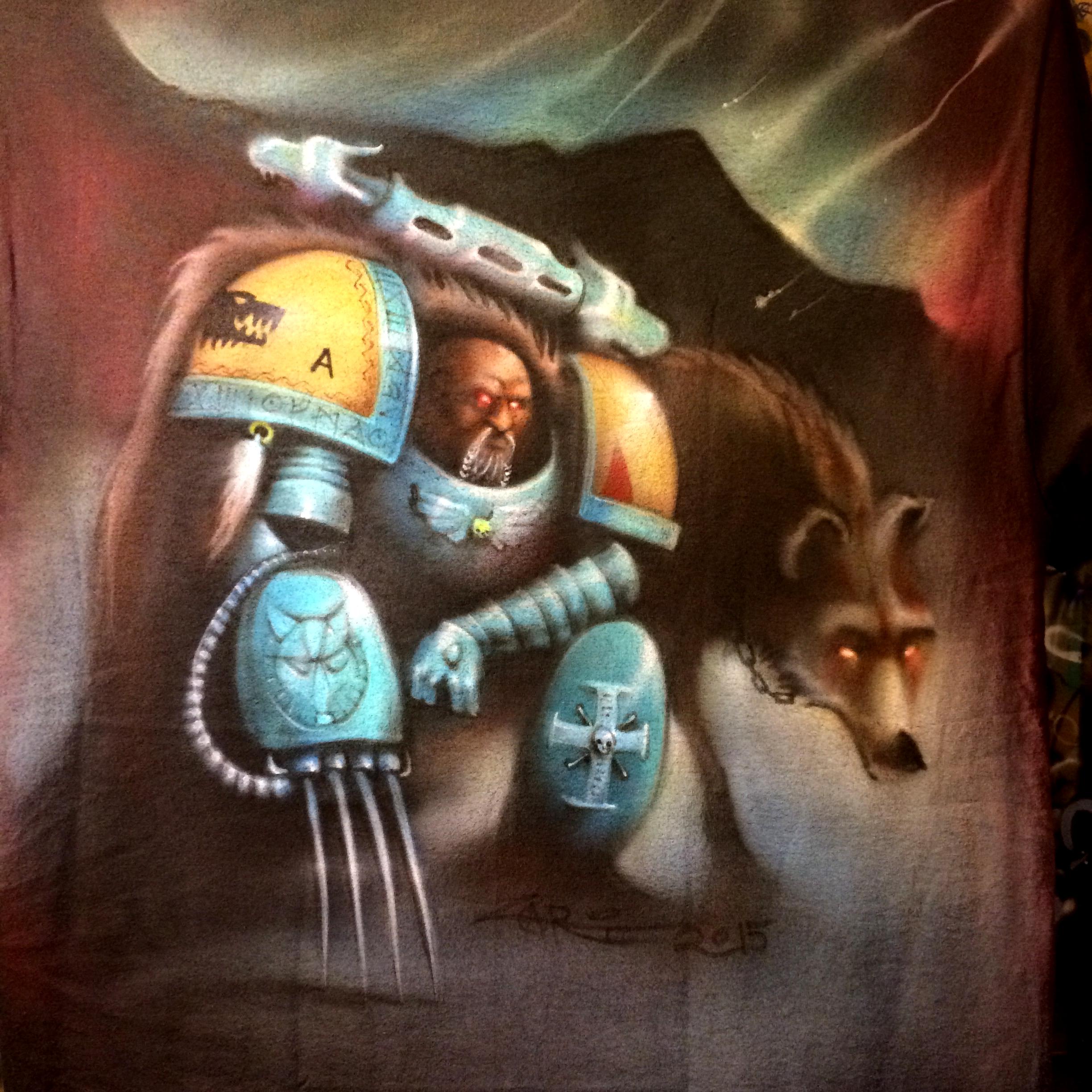 Airbrush, Airbrushed, Shirt, Space Marines, Space Wolves, Warhammer 40,000