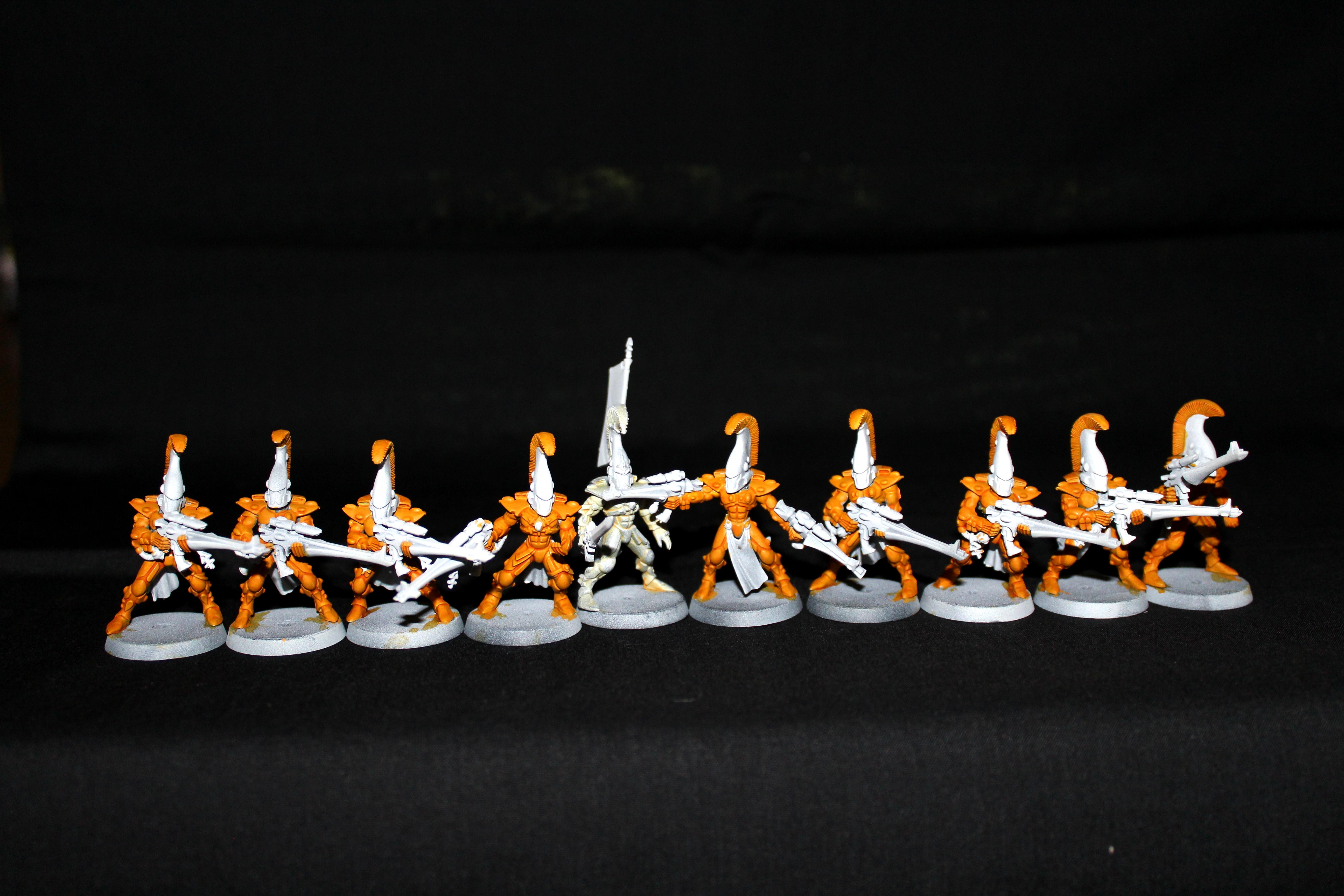 10 eldar dire avengers basecoated in Iyanden scheme