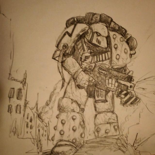 Sketch of a Marines Malevolent Battle Brother
