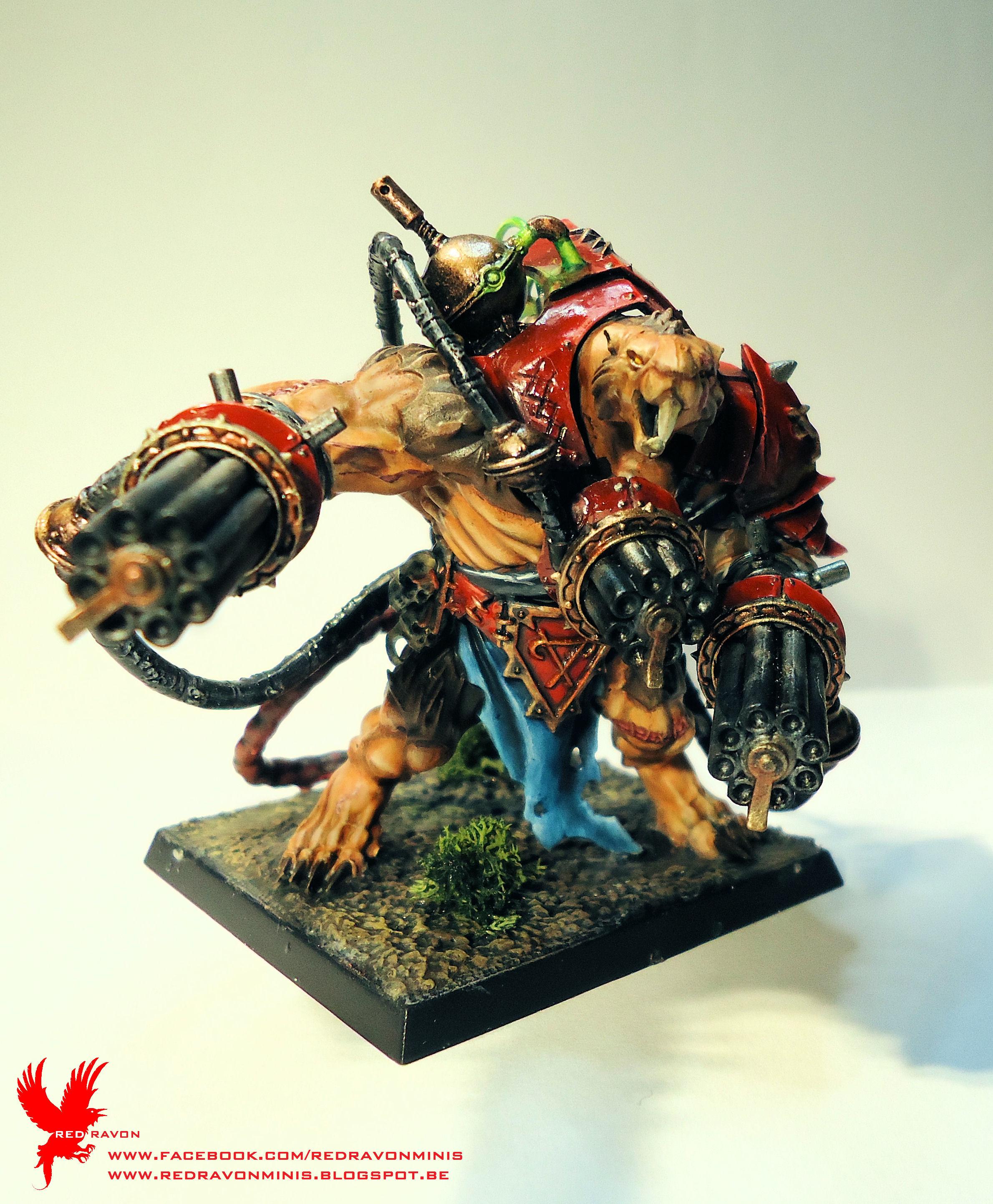 Blue Cloth, Green Tubes, Red Armour, Skaven, Stormfiend, Warhammer Fantasy
