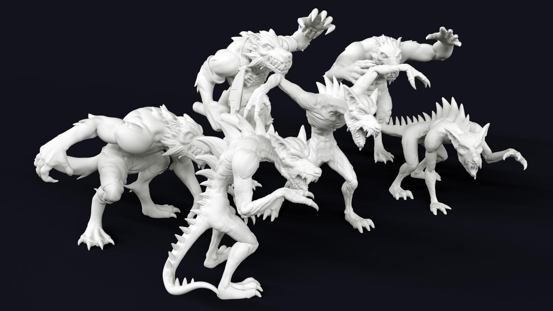 Chupacabras &amp; Werewolves 3D renders