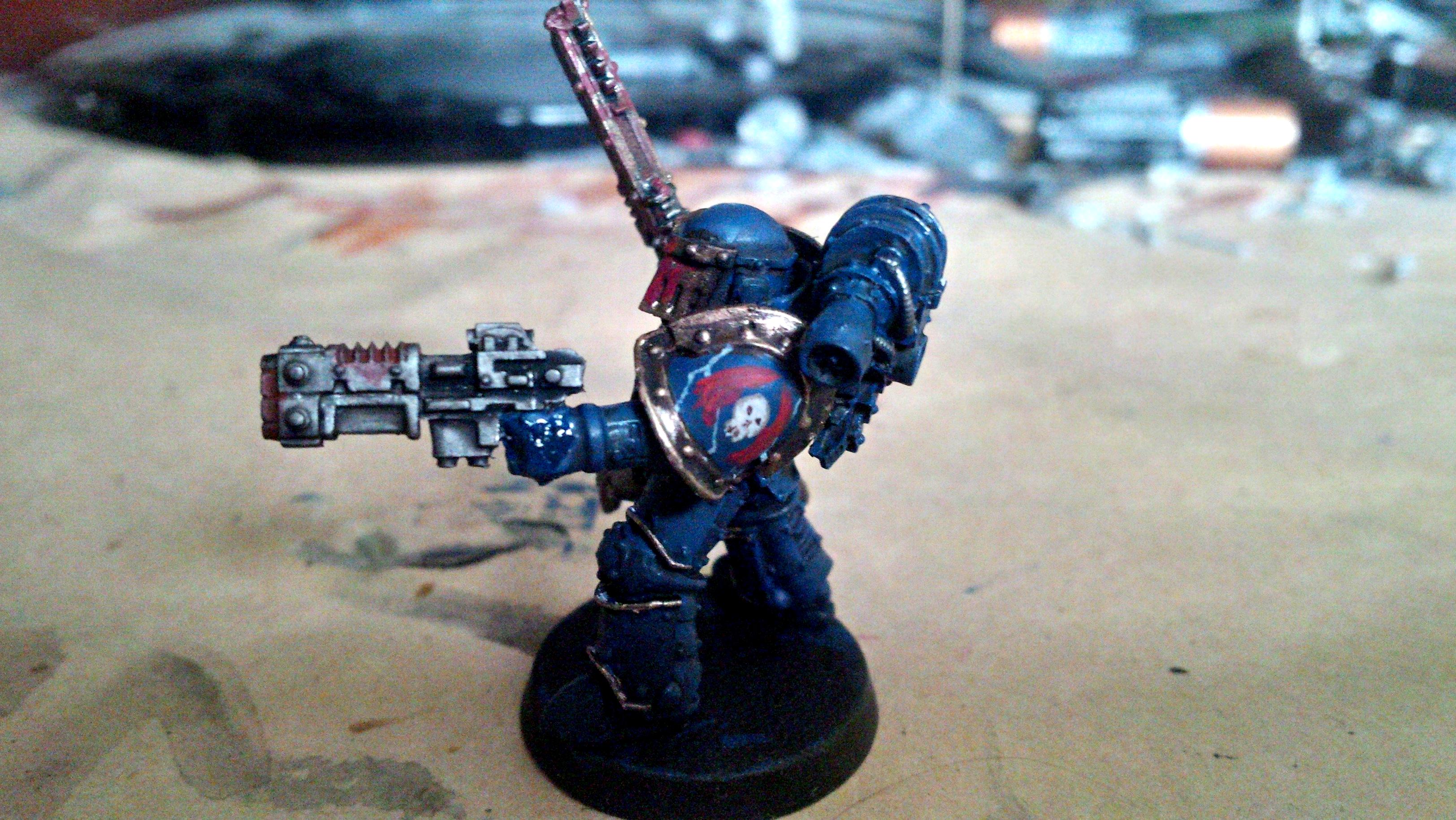 30k, Blue, Chain Glaive, Gold, Horus Heresy, Lightning, Night Lord, Skull, Volkite