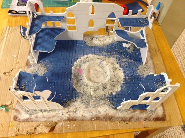 Spacled crater and debris